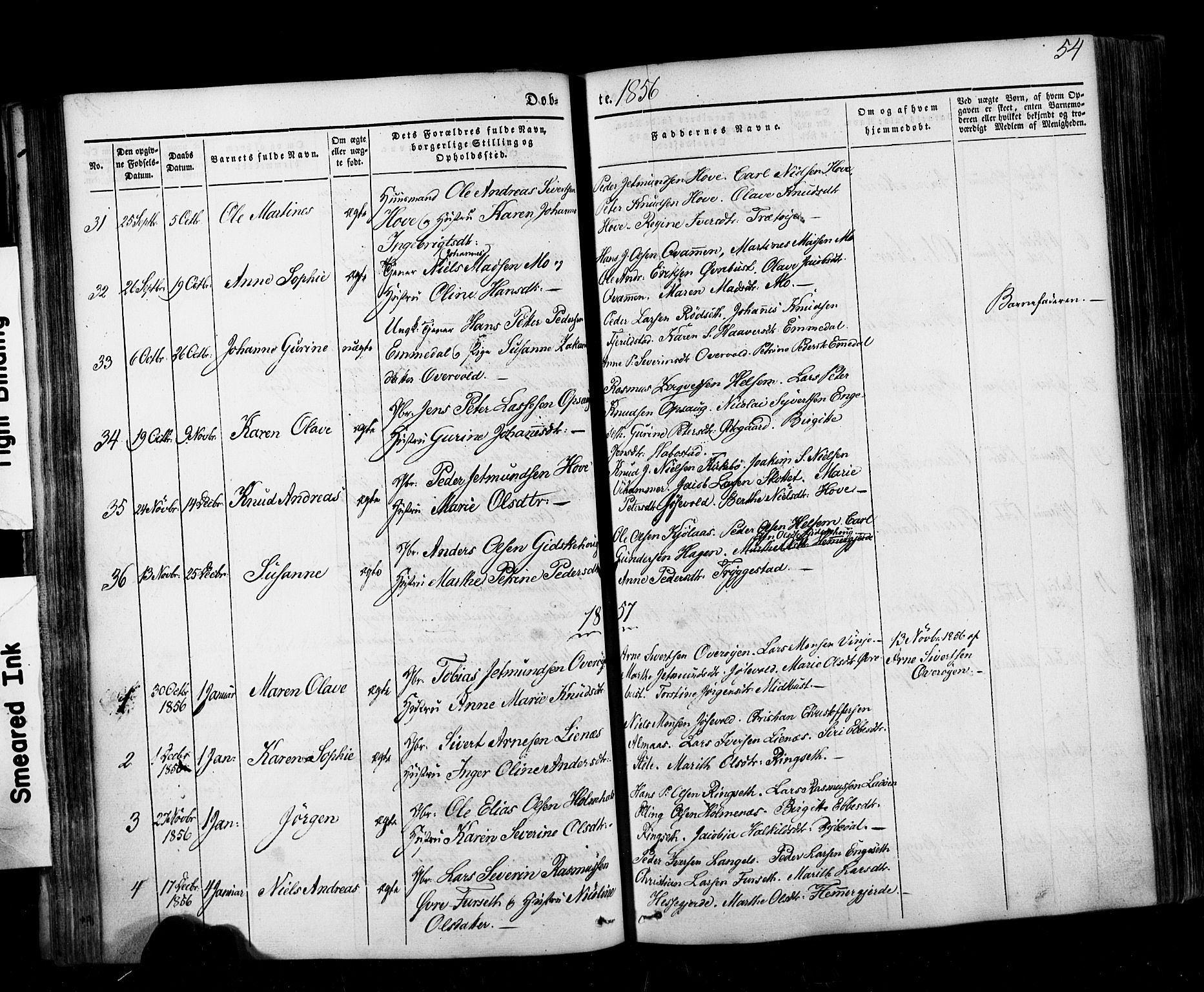 Ministerialprotokoller, klokkerbøker og fødselsregistre - Møre og Romsdal, AV/SAT-A-1454/520/L0275: Parish register (official) no. 520A05, 1844-1881, p. 54