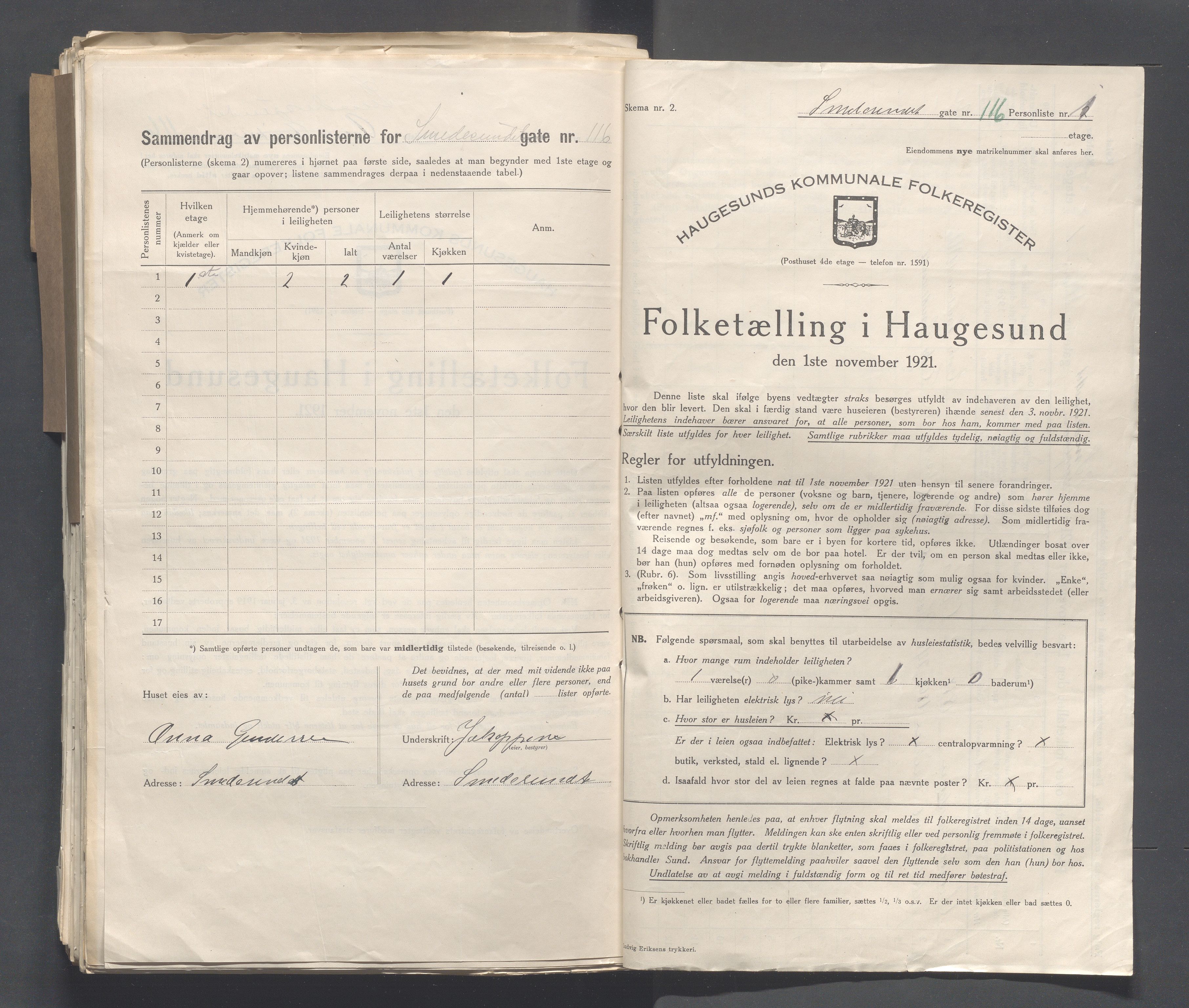 IKAR, Local census 1.11.1921 for Haugesund, 1921, p. 4268