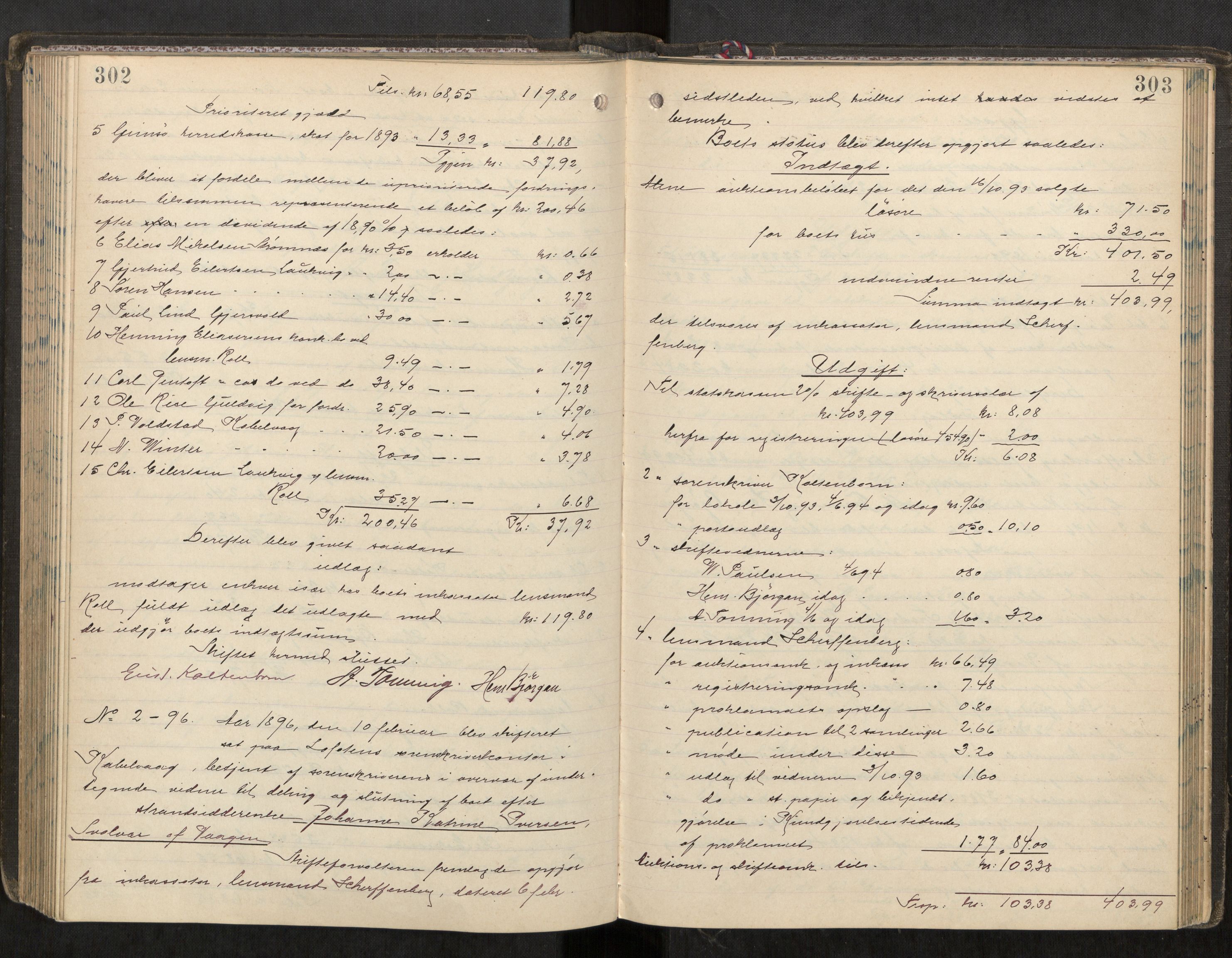 Lofoten sorenskriveri, AV/SAT-A-0017/1/3/3A/L0005: Skifteprotokoll, 1892-1897, p. 302-303
