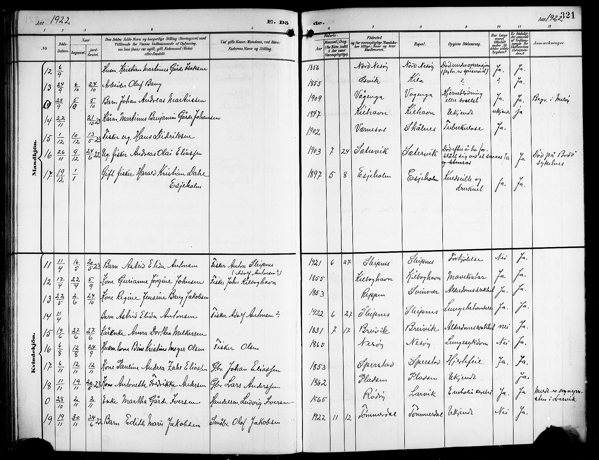 Ministerialprotokoller, klokkerbøker og fødselsregistre - Nordland, AV/SAT-A-1459/841/L0621: Parish register (copy) no. 841C05, 1897-1923, p. 321