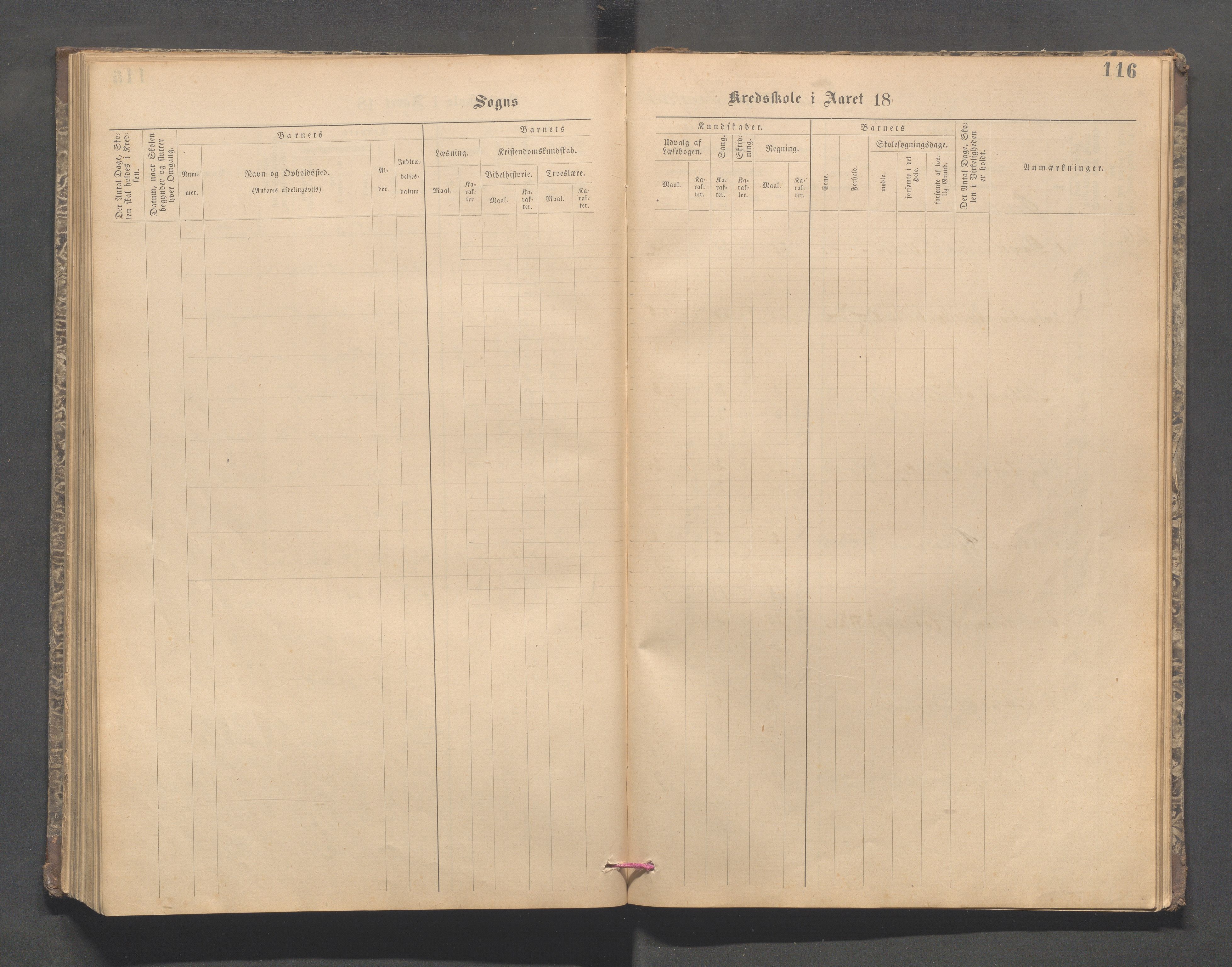 Forsand kommune - Lyse skole, IKAR/K-101613/H/L0001: Skoleprotokoll - Lyselandet, Indre Lysefjords enslige gårder, Kalleli omgangsskole, Songesand, Eiane, 1877-1894, p. 116