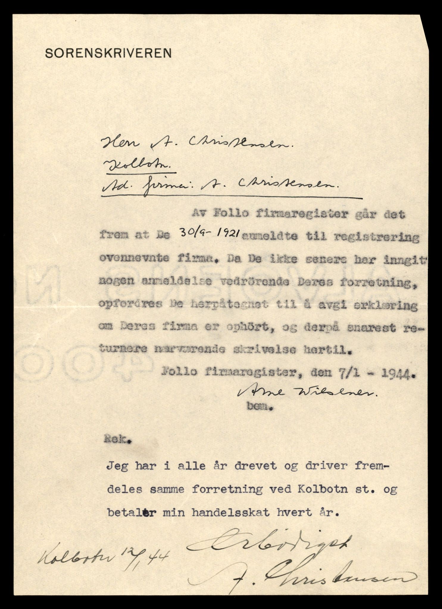 Indre Follo tingrett, AV/SAT-A-10086/K/Kb/Kba/L0002: Enkeltmannsforetak, Ch - Go, 1944-1990, p. 3