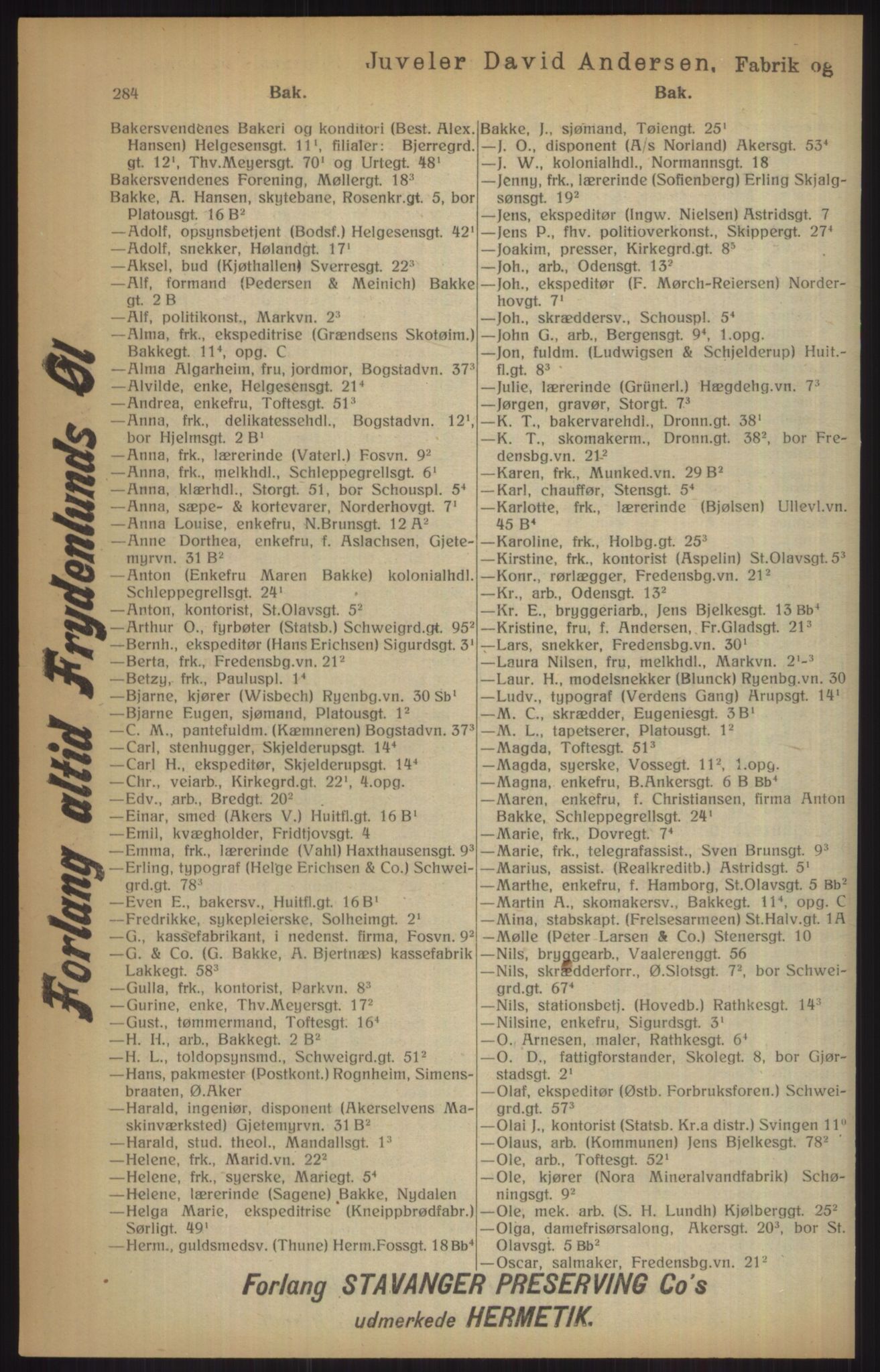 Kristiania/Oslo adressebok, PUBL/-, 1915, p. 284