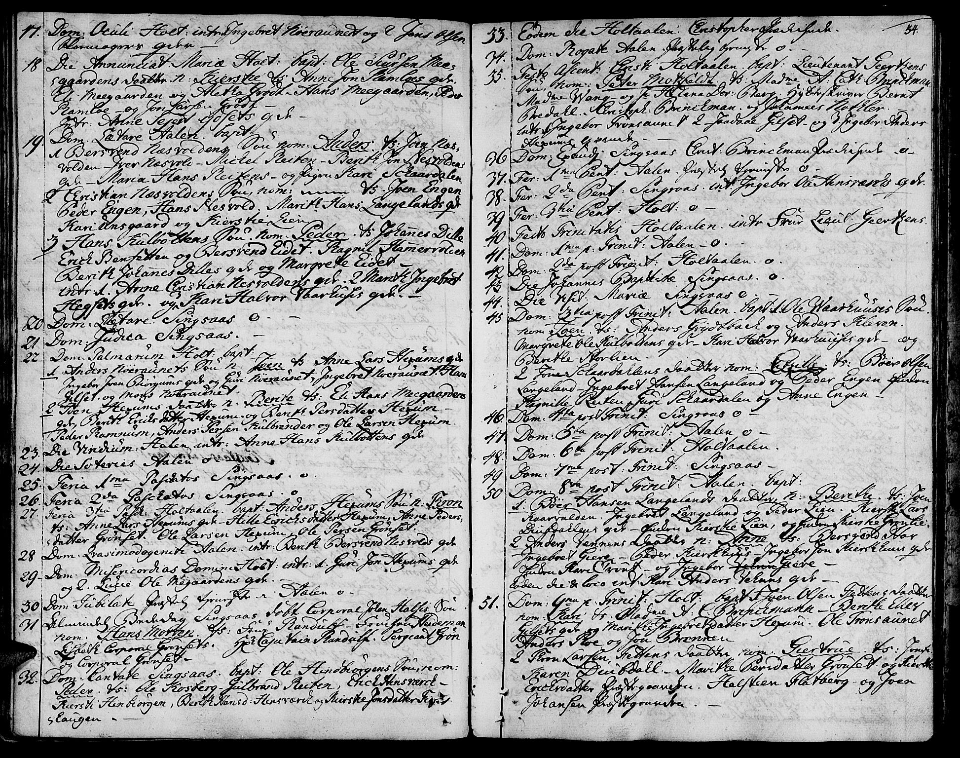 Ministerialprotokoller, klokkerbøker og fødselsregistre - Sør-Trøndelag, SAT/A-1456/685/L0952: Parish register (official) no. 685A01, 1745-1804, p. 54
