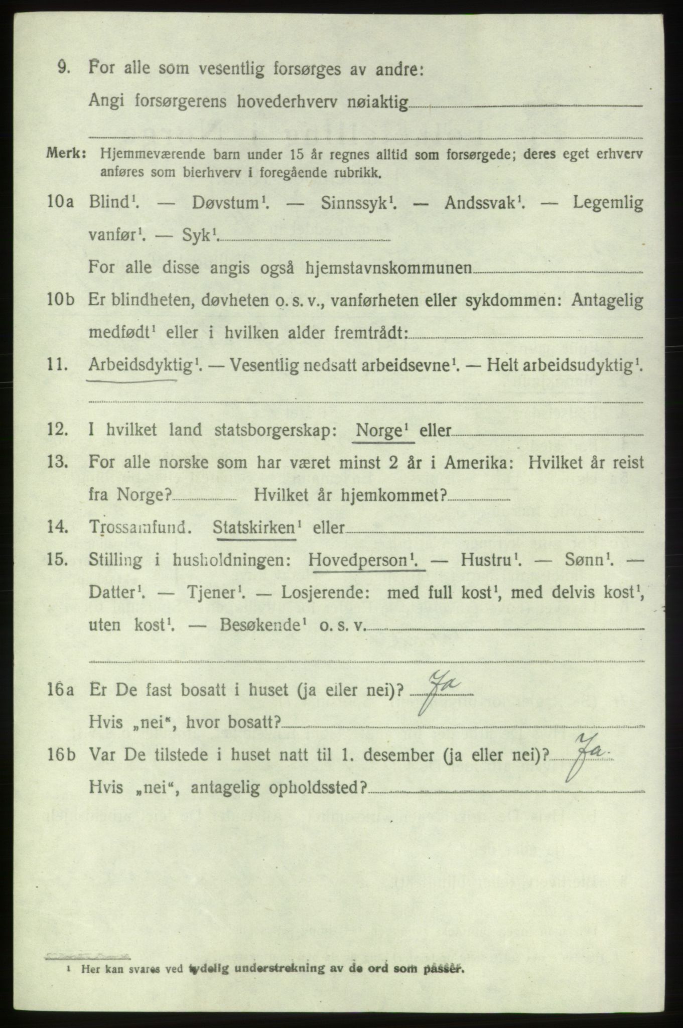 SAB, 1920 census for Bremnes, 1920, p. 1843