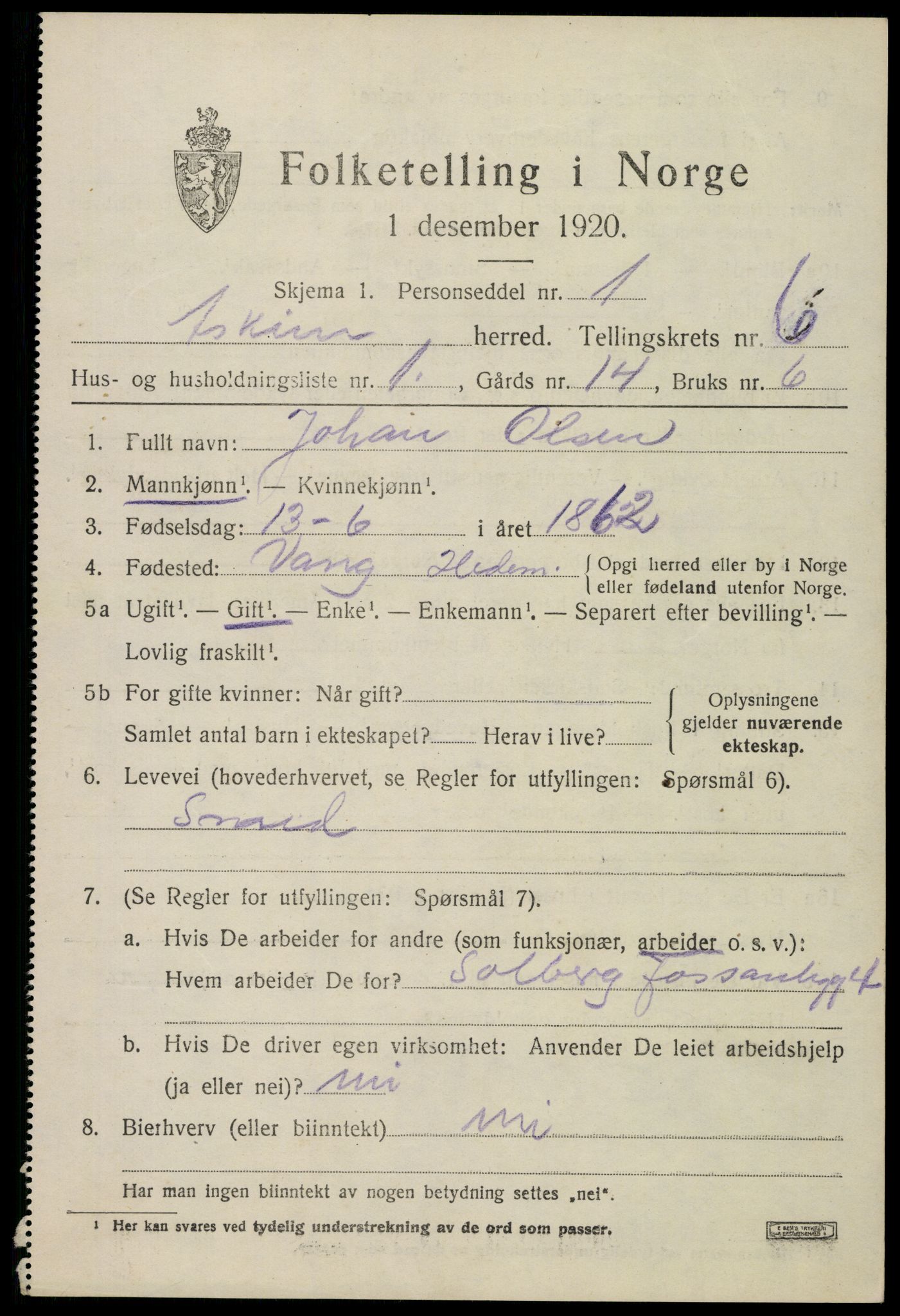 SAO, 1920 census for Askim, 1920, p. 11021