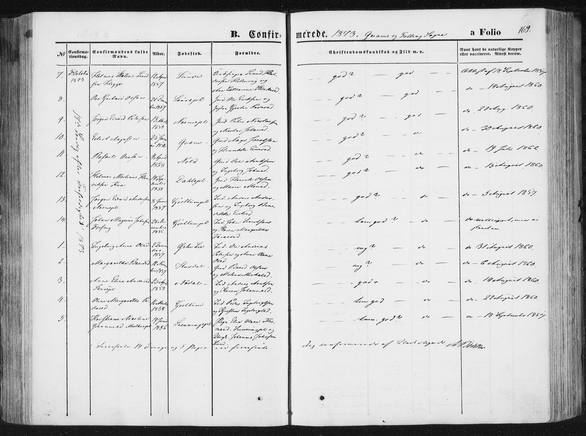 Ministerialprotokoller, klokkerbøker og fødselsregistre - Nord-Trøndelag, SAT/A-1458/746/L0447: Parish register (official) no. 746A06, 1860-1877, p. 169