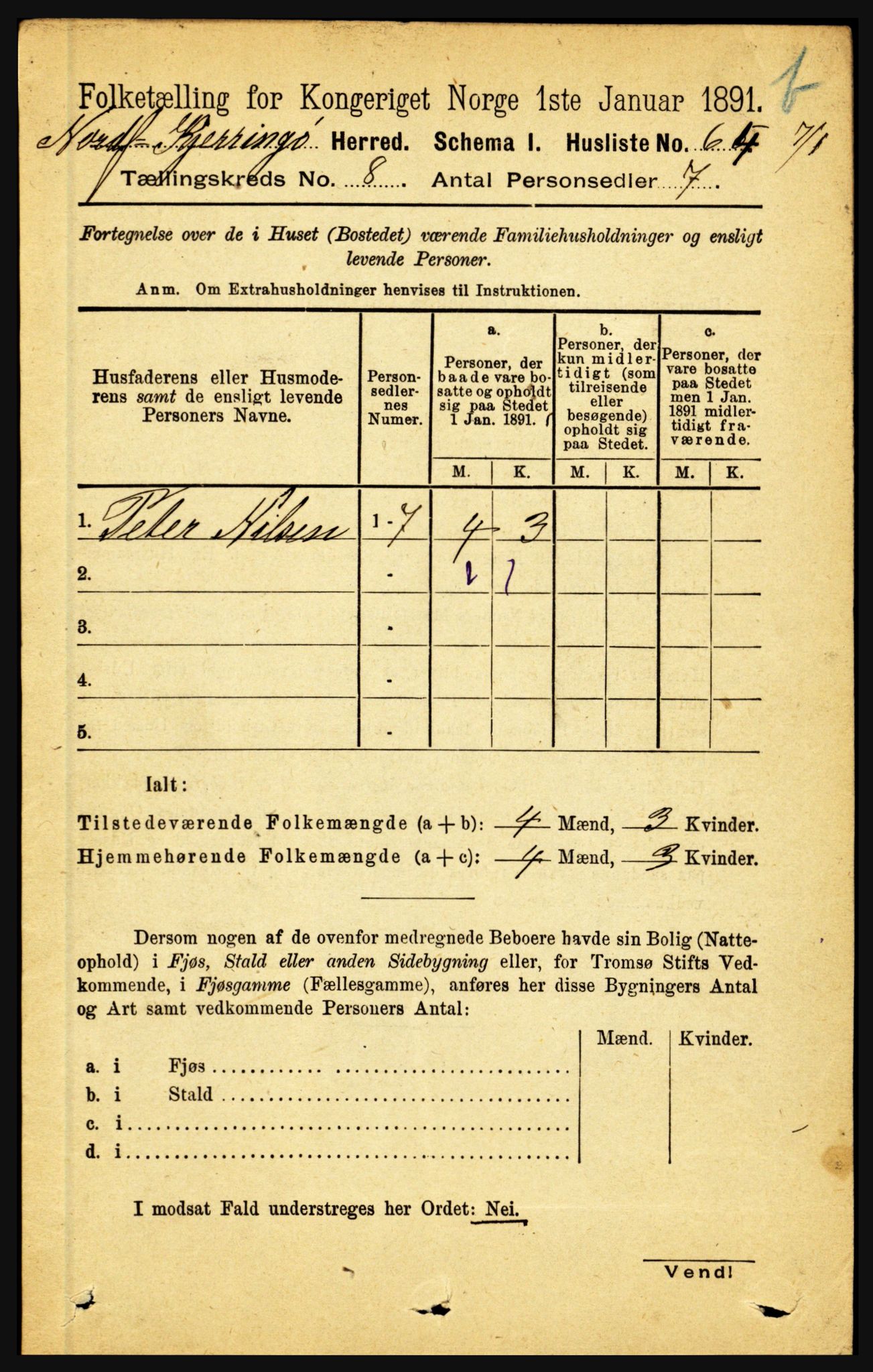 RA, 1891 census for 1846 Nordfold-Kjerringøy, 1891, p. 1979