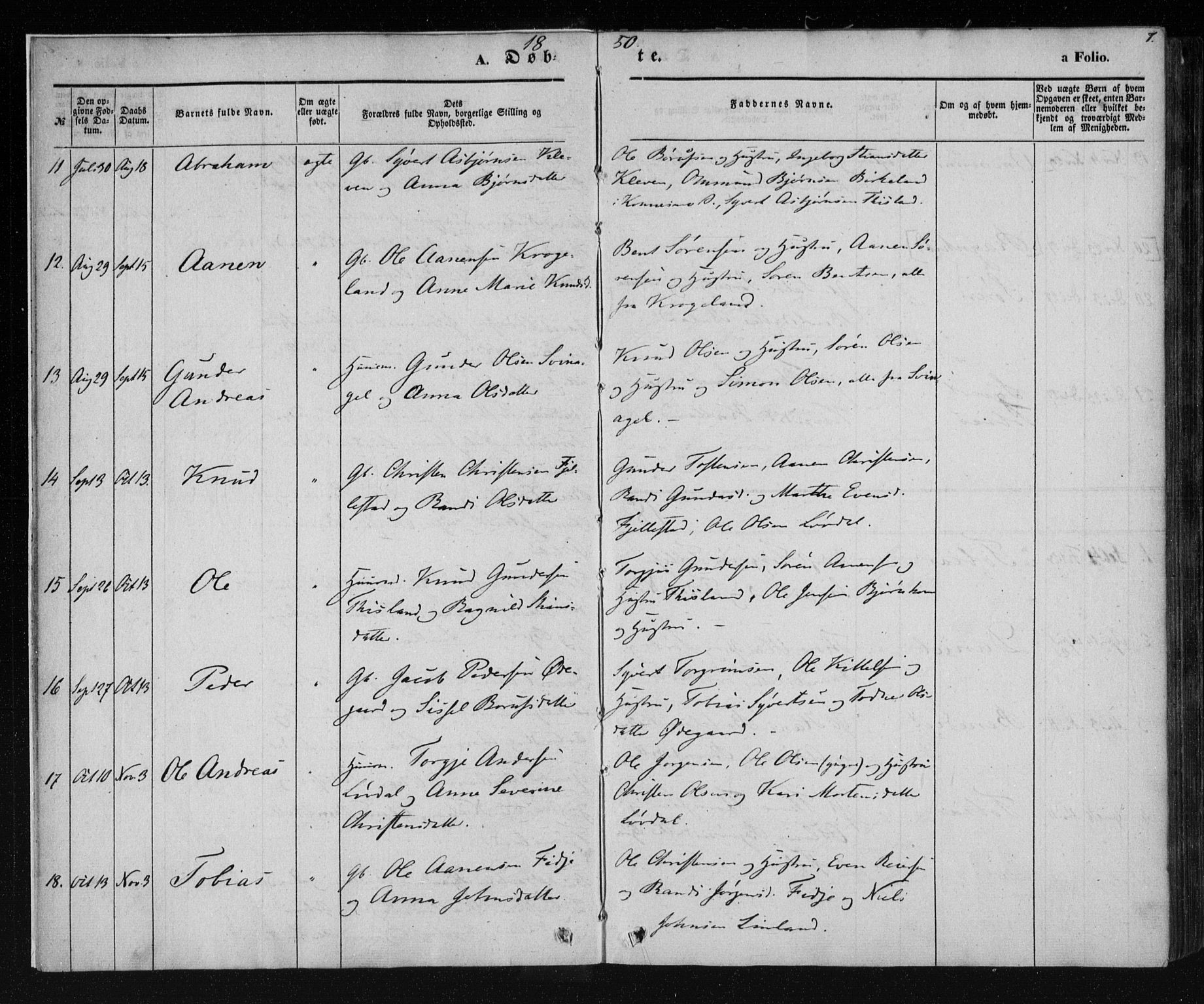 Holum sokneprestkontor, AV/SAK-1111-0022/F/Fa/Fab/L0005: Parish register (official) no. A 5, 1847-1874, p. 7