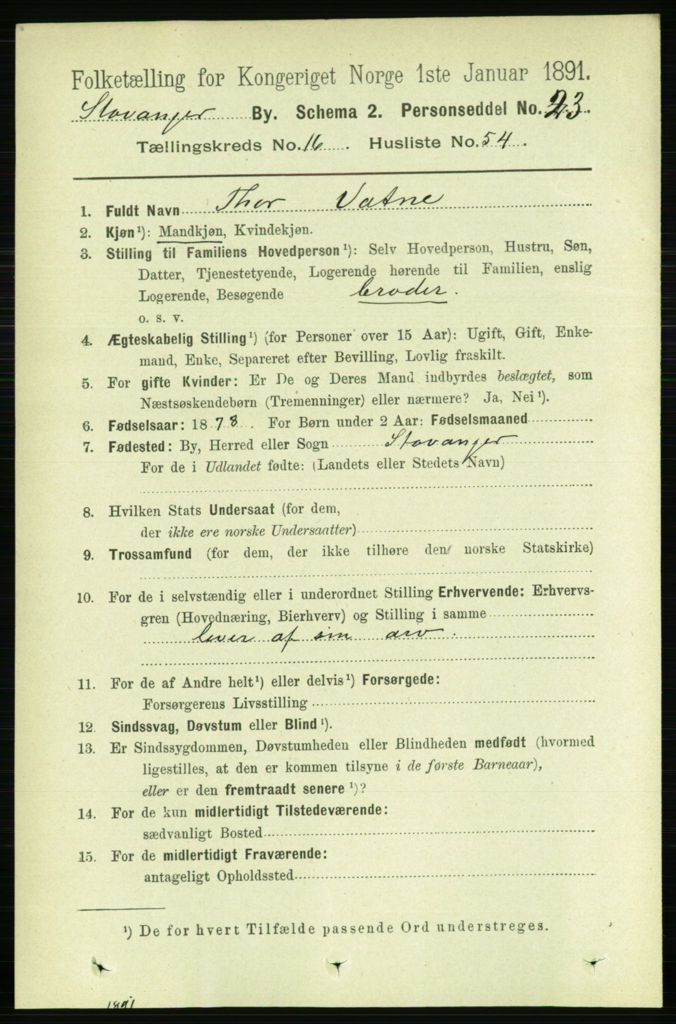 RA, 1891 census for 1103 Stavanger, 1891, p. 19372