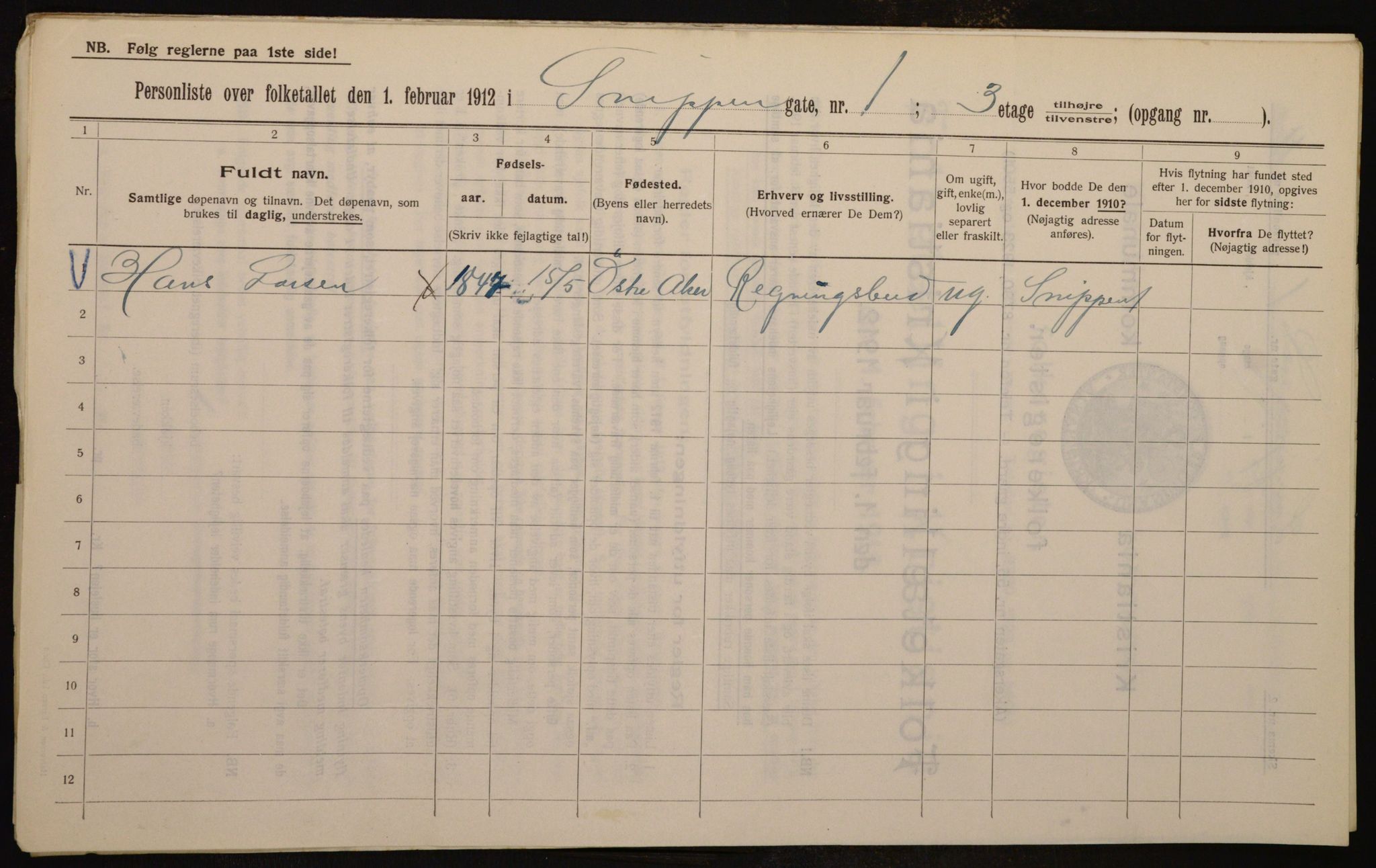 OBA, Municipal Census 1912 for Kristiania, 1912, p. 98271