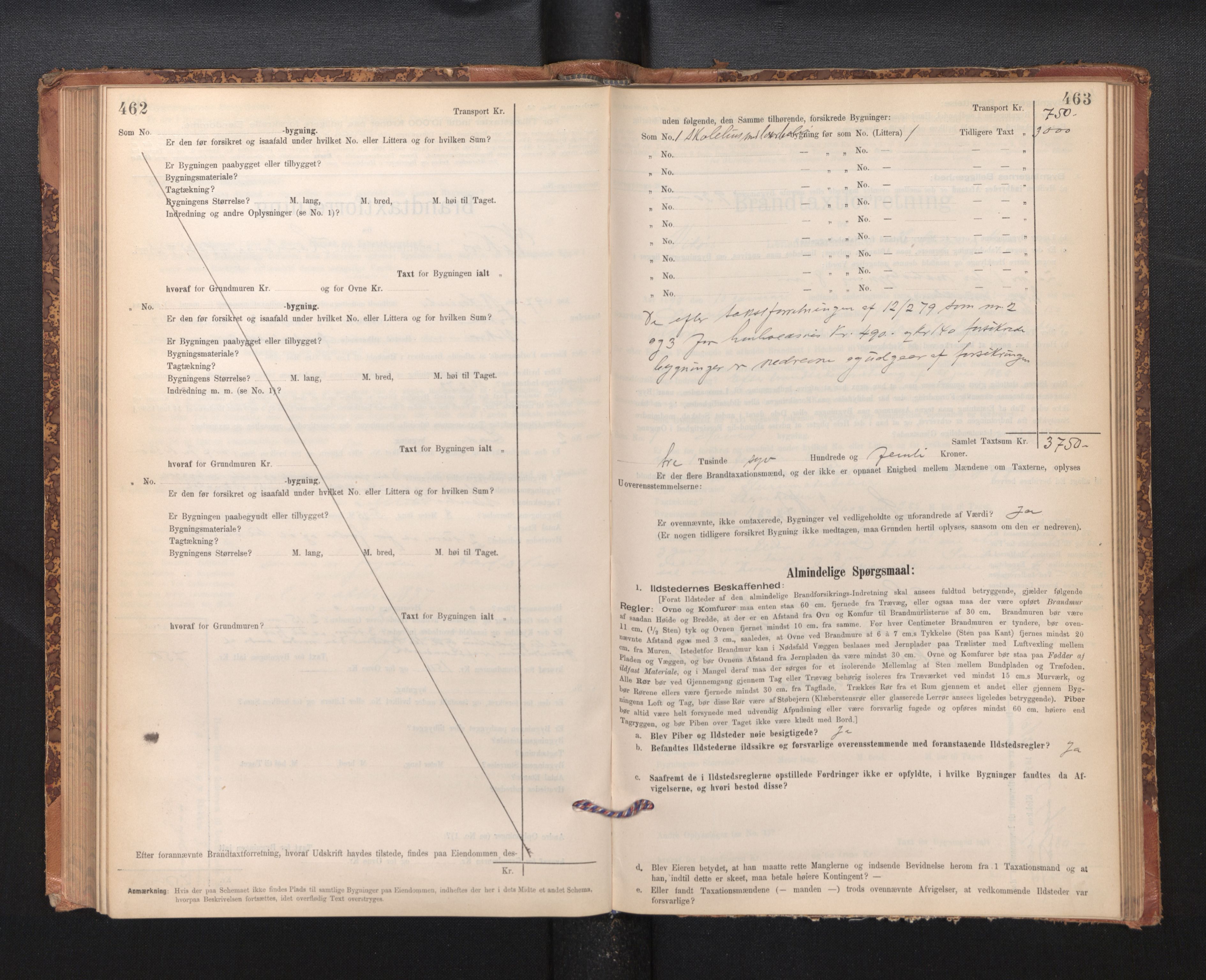 Lensmannen i Kvam, AV/SAB-A-33201/0012/L0005: Branntakstprotokoll, skjematakst, 1894-1913, p. 462-463