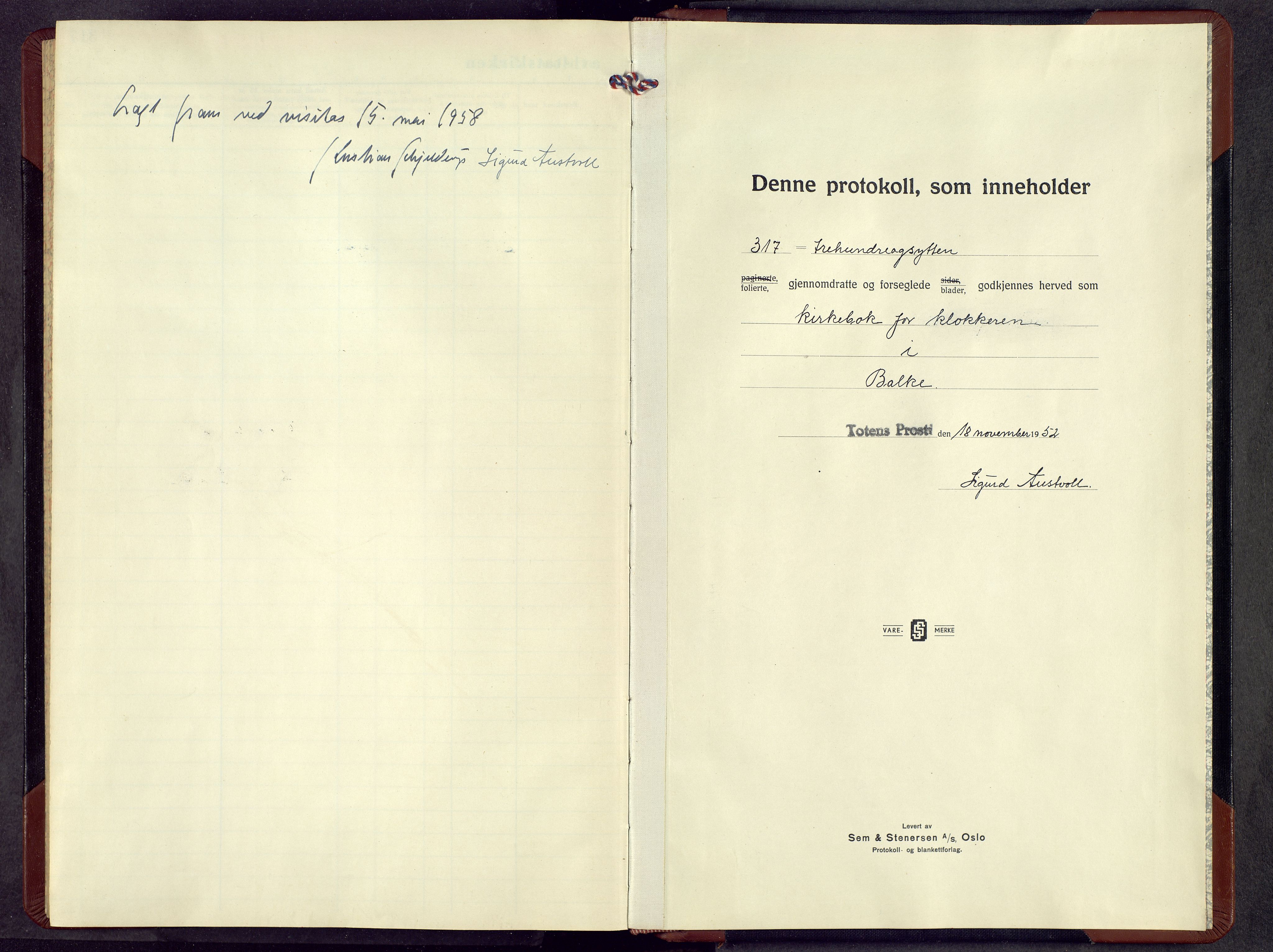 Balke prestekontor, SAH/PREST-106/H/Ha/Hab/L0003: Parish register (copy) no. 3, 1952-1967