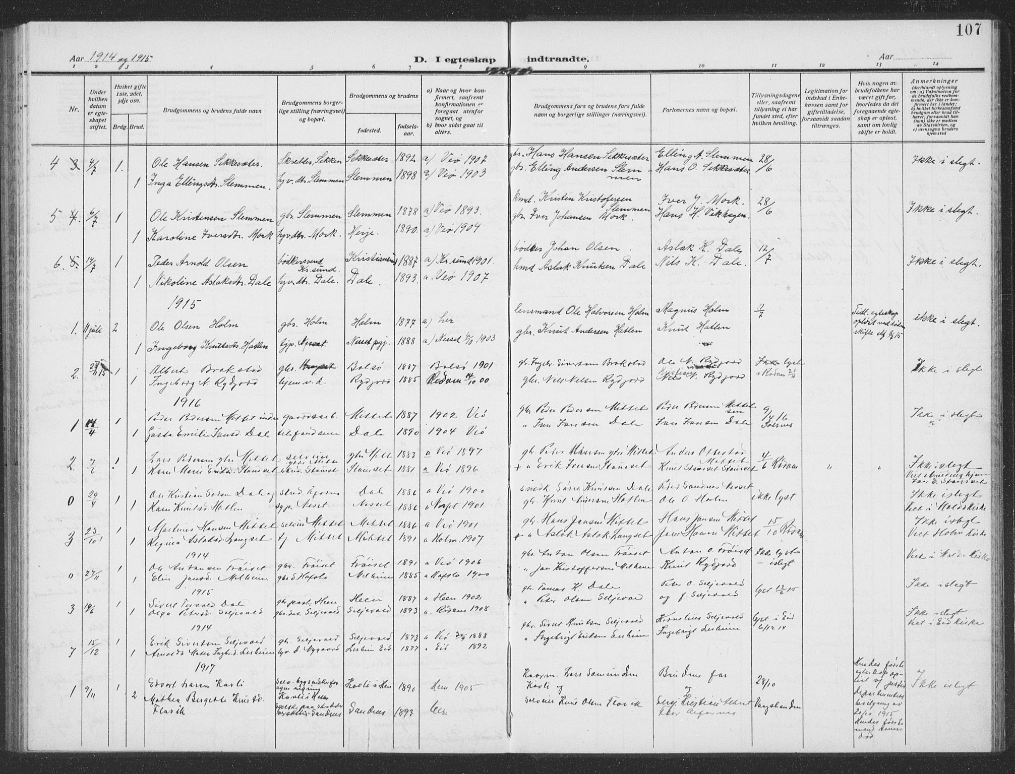 Ministerialprotokoller, klokkerbøker og fødselsregistre - Møre og Romsdal, SAT/A-1454/549/L0615: Parish register (copy) no. 549C01, 1905-1932, p. 107