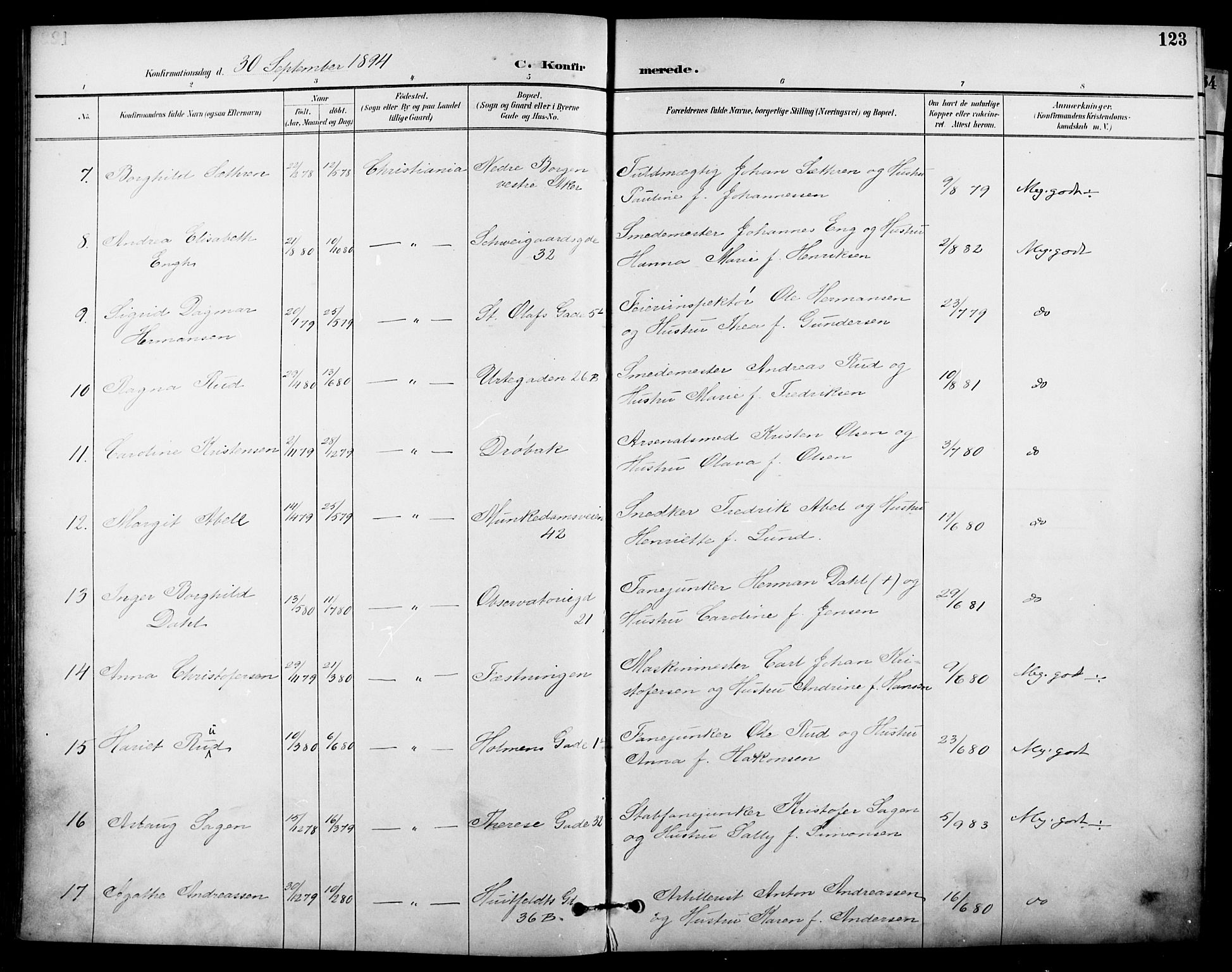 Garnisonsmenigheten Kirkebøker, SAO/A-10846/F/Fa/L0013: Parish register (official) no. 13, 1894-1904, p. 123