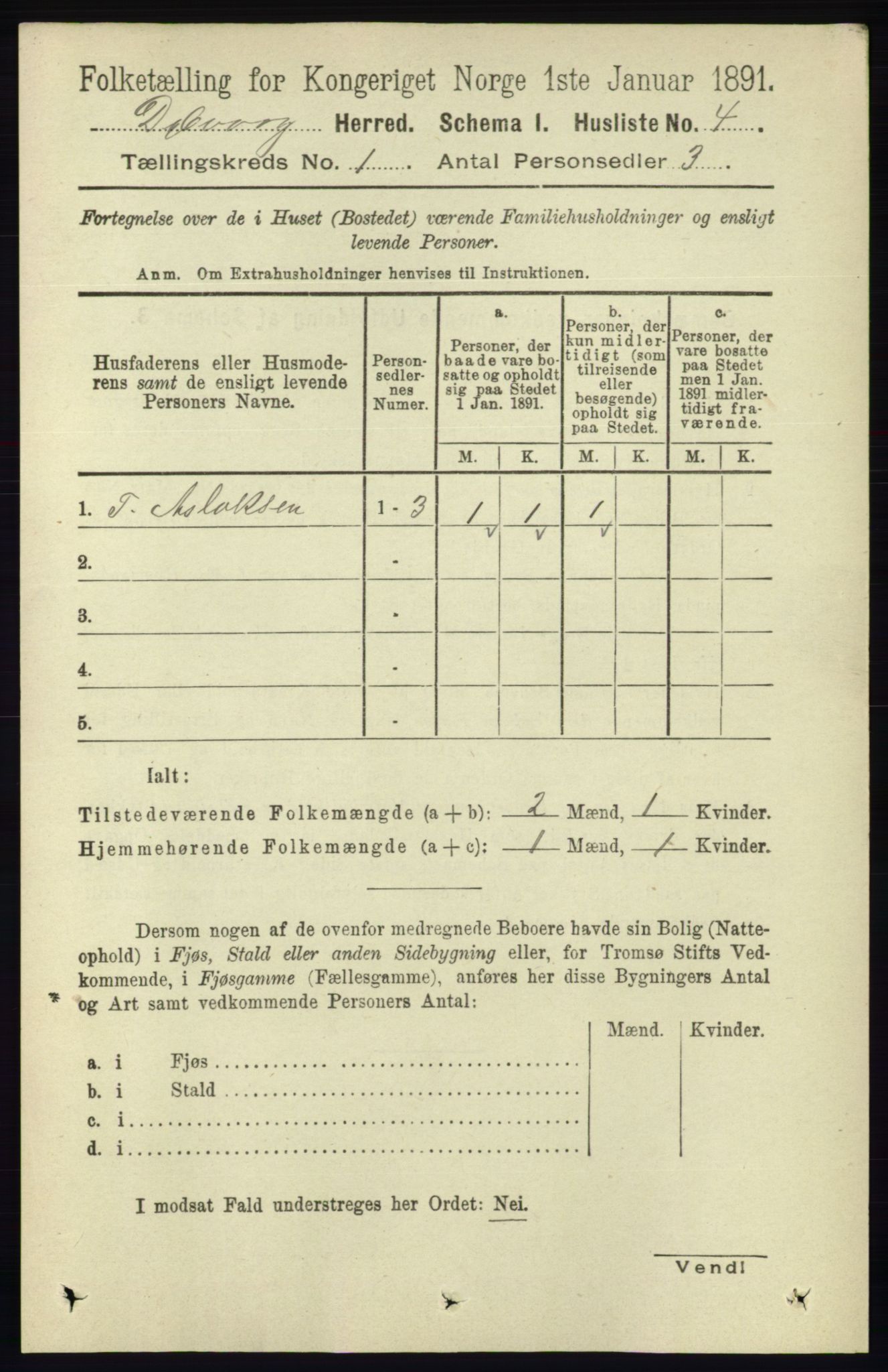 RA, 1891 census for 0915 Dypvåg, 1891, p. 47