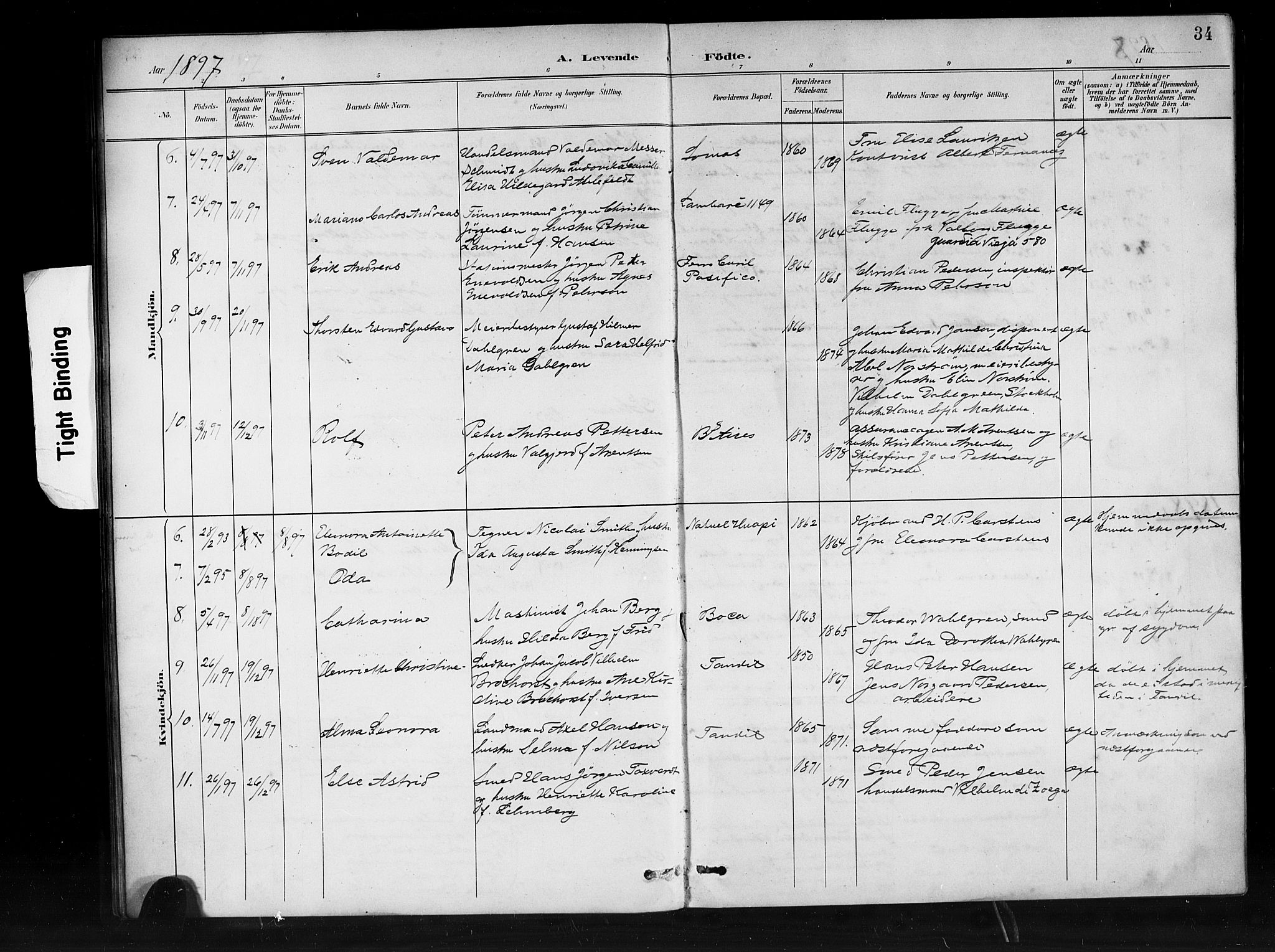 Den norske sjømannsmisjon i utlandet/Syd-Amerika (Buenos Aires m.fl.), SAB/SAB/PA-0118/H/Ha/L0001: Parish register (official) no. A 1, 1888-1898, p. 34