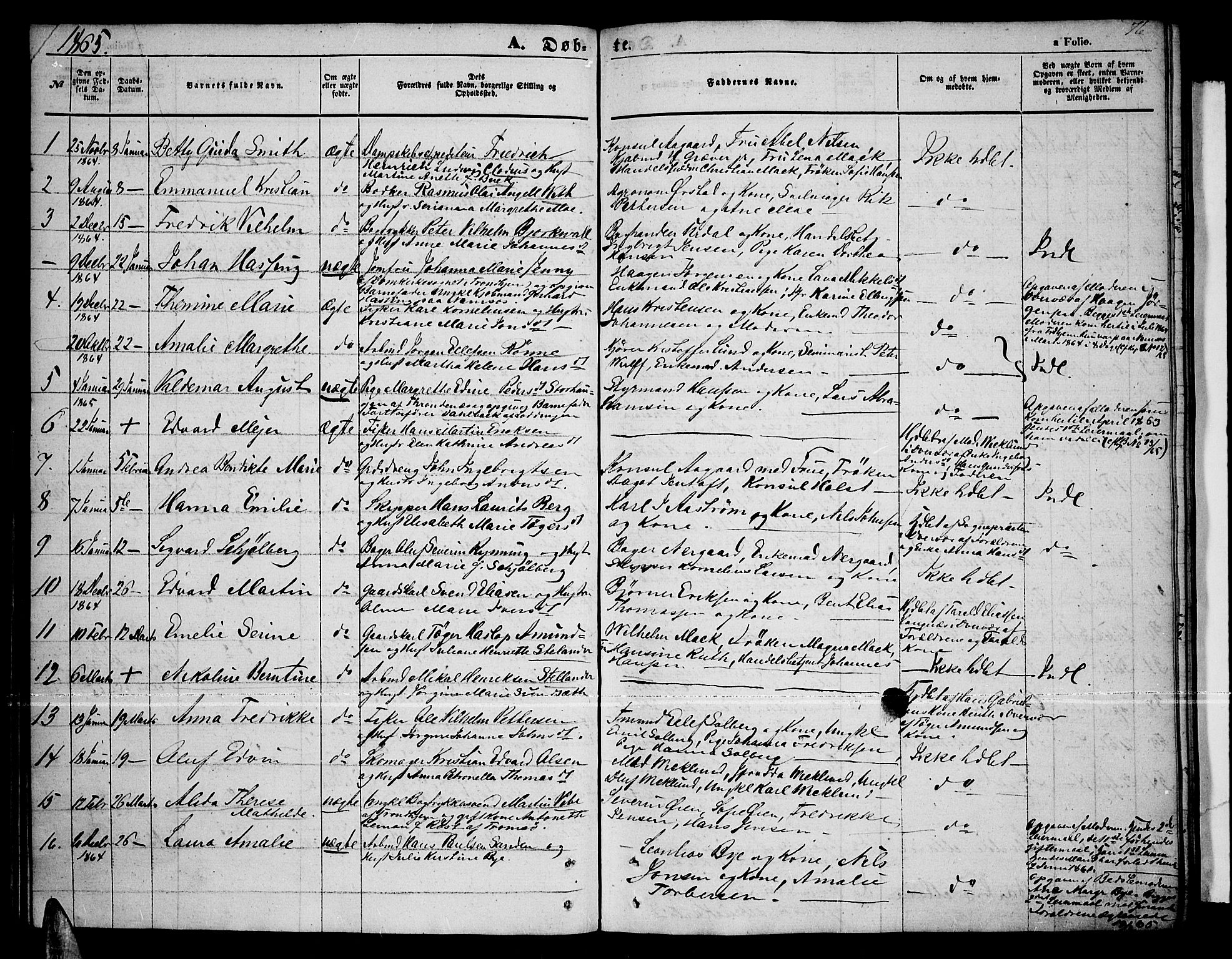 Tromsø sokneprestkontor/stiftsprosti/domprosti, AV/SATØ-S-1343/G/Gb/L0006klokker: Parish register (copy) no. 6, 1857-1866, p. 76