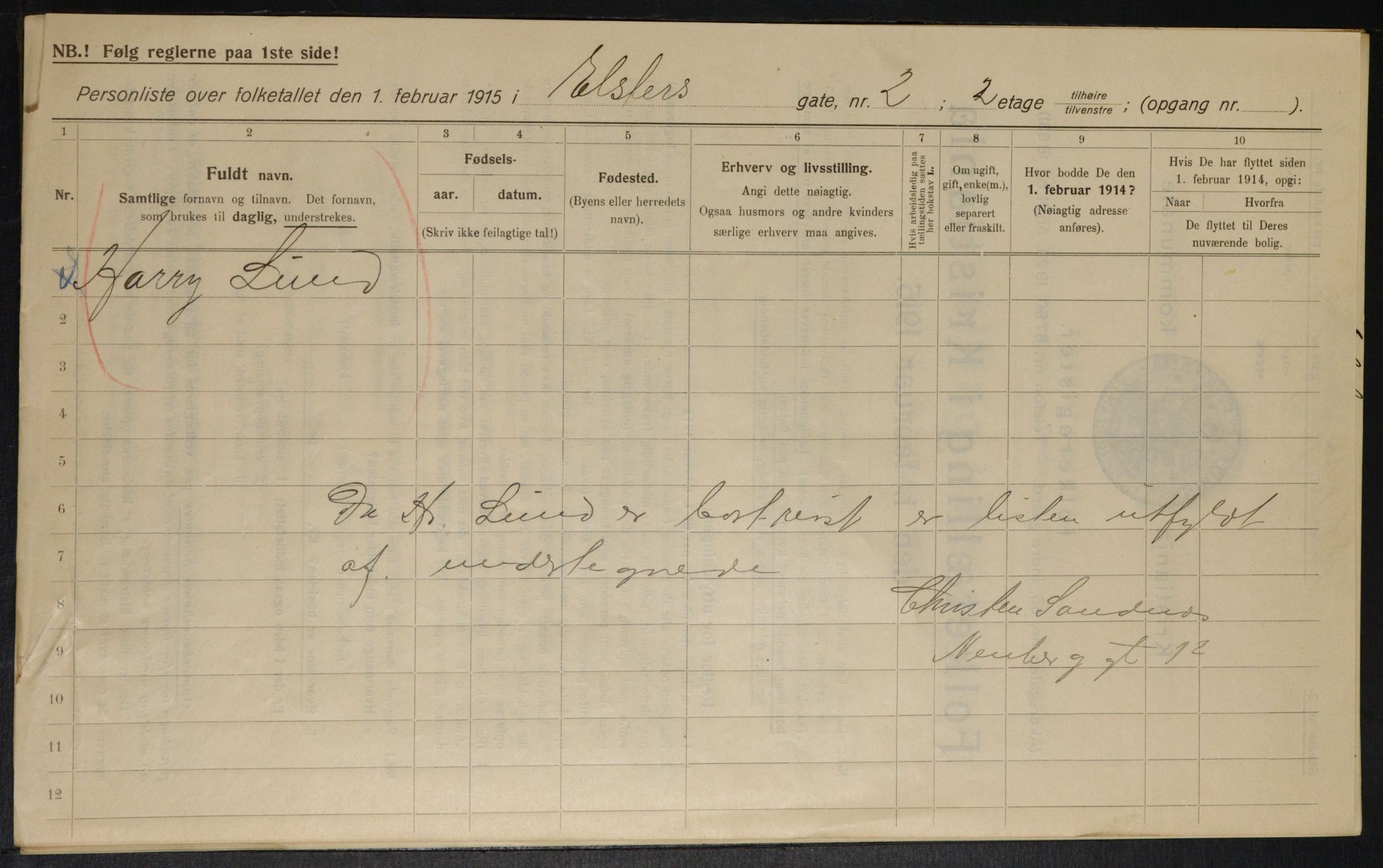 OBA, Municipal Census 1915 for Kristiania, 1915, p. 20430