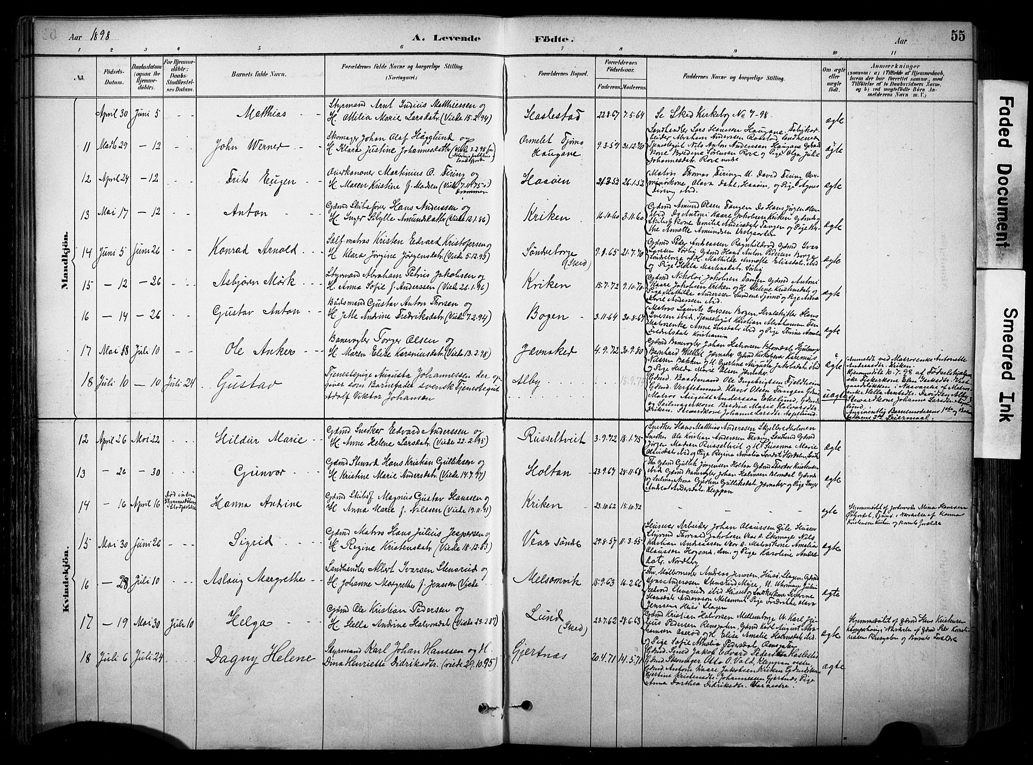 Stokke kirkebøker, AV/SAKO-A-320/F/Fa/L0010: Parish register (official) no. I 10, 1884-1903, p. 55