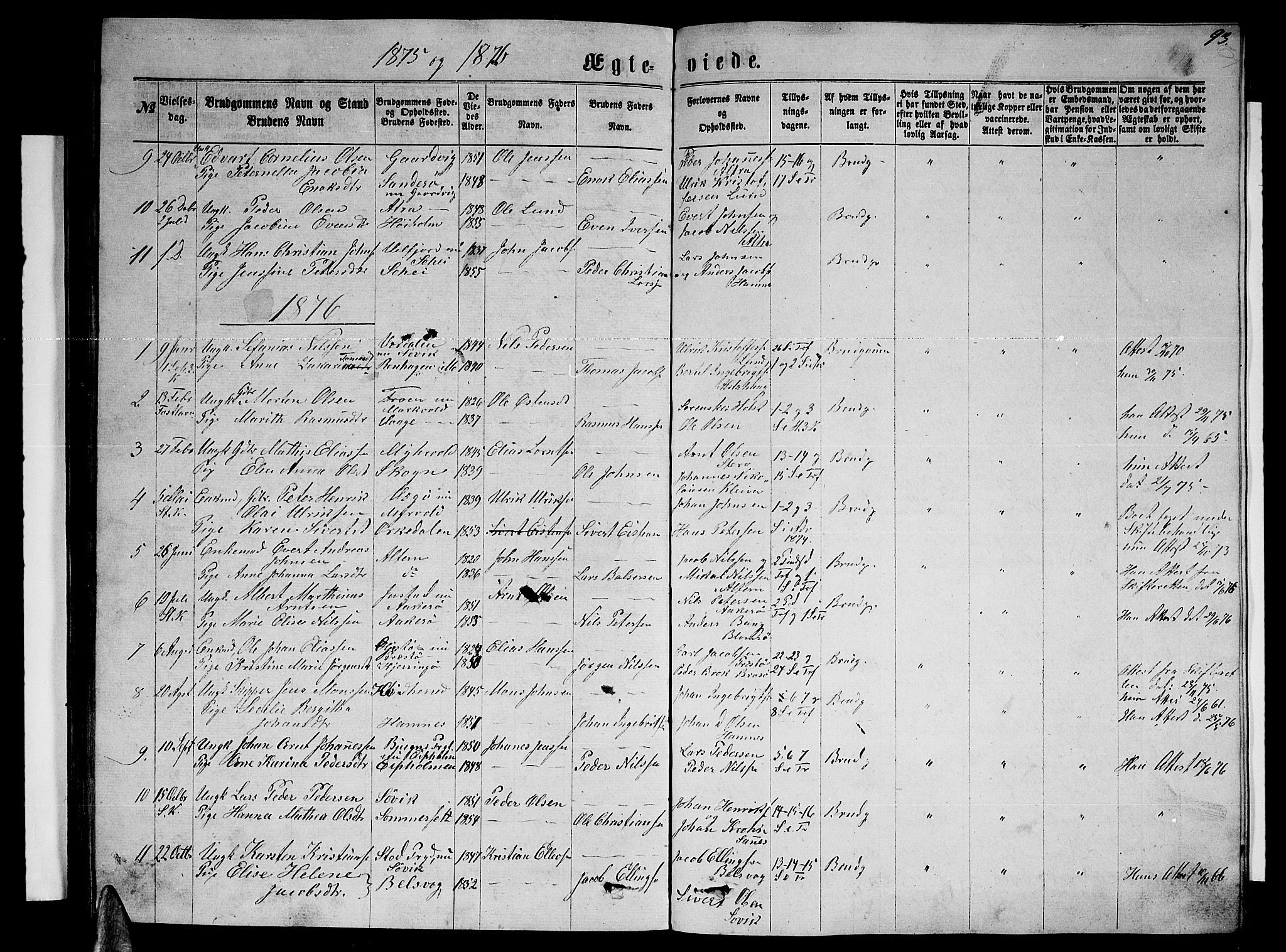 Ministerialprotokoller, klokkerbøker og fødselsregistre - Nordland, SAT/A-1459/830/L0461: Parish register (copy) no. 830C03, 1866-1881, p. 93