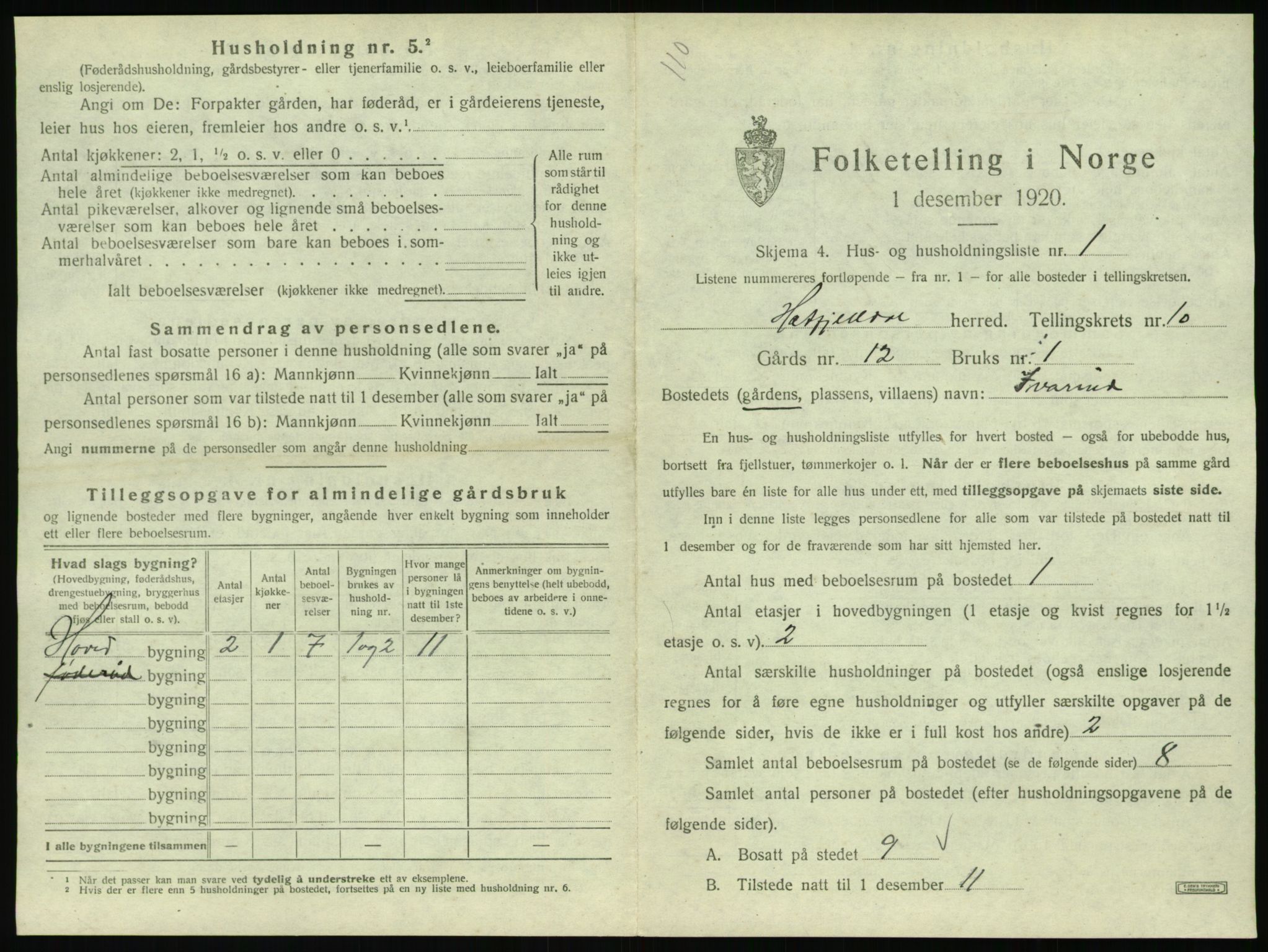 SAT, 1920 census for Hattfjelldal, 1920, p. 302