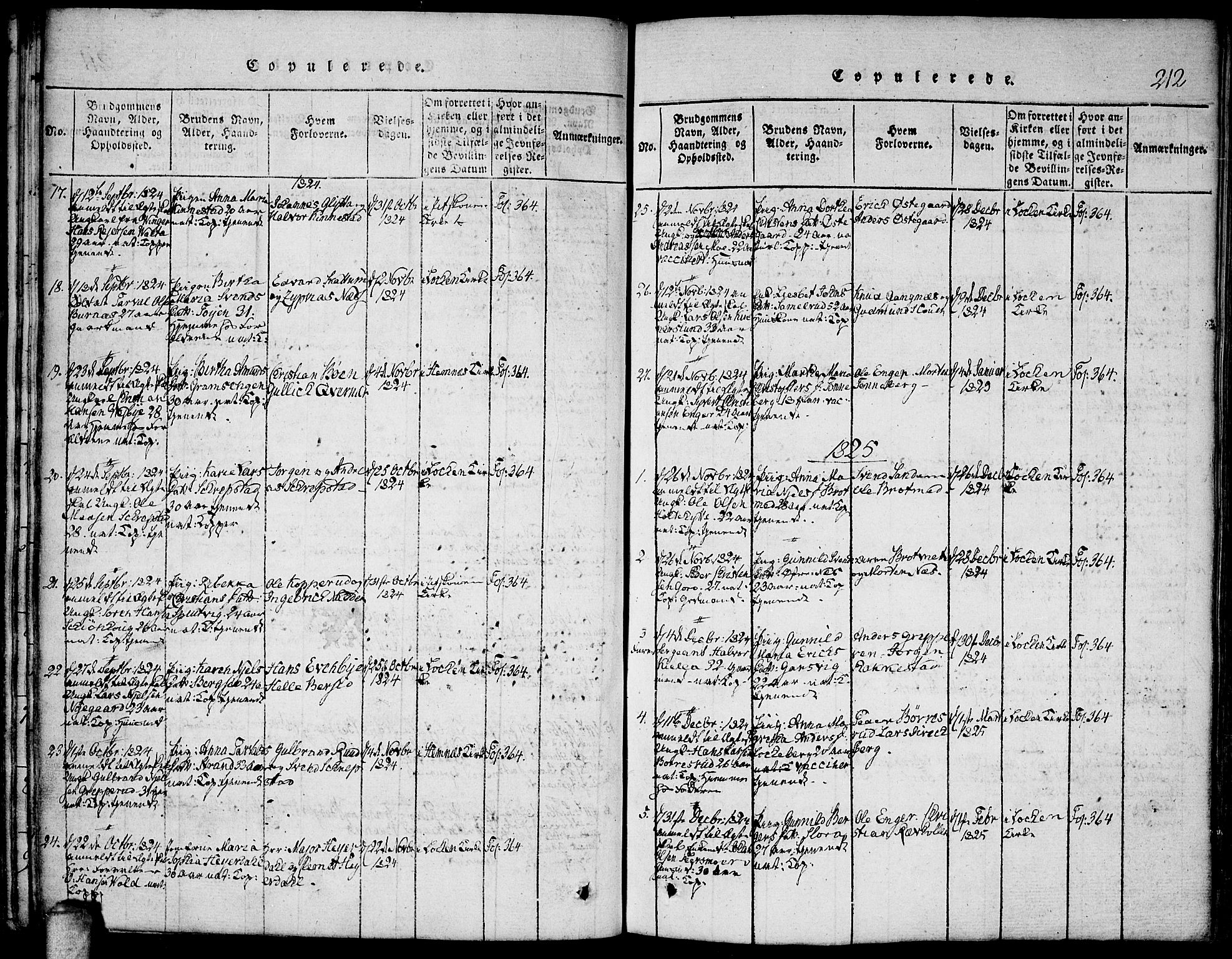 Høland prestekontor Kirkebøker, SAO/A-10346a/F/Fa/L0007: Parish register (official) no. I 7, 1814-1827, p. 212