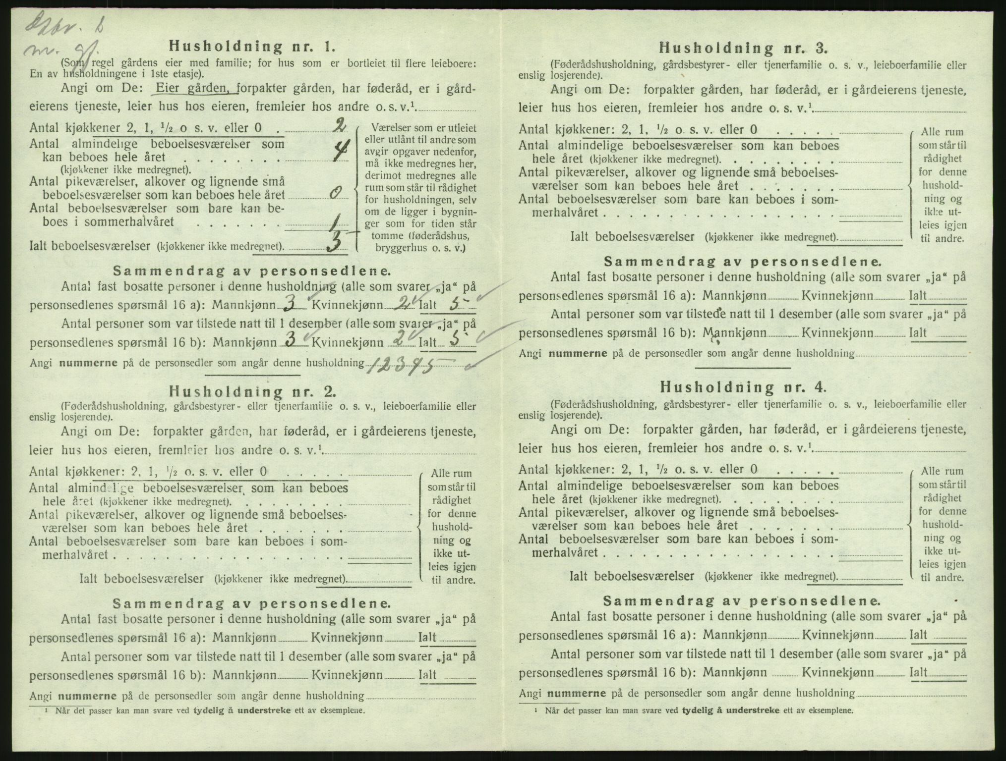 SAKO, 1920 census for Tjølling, 1920, p. 1054