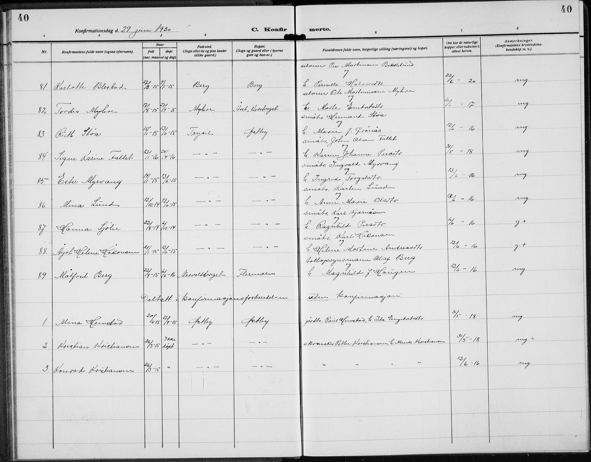 Trysil prestekontor, SAH/PREST-046/H/Ha/Hab/L0010: Parish register (copy) no. 10, 1917-1937, p. 40