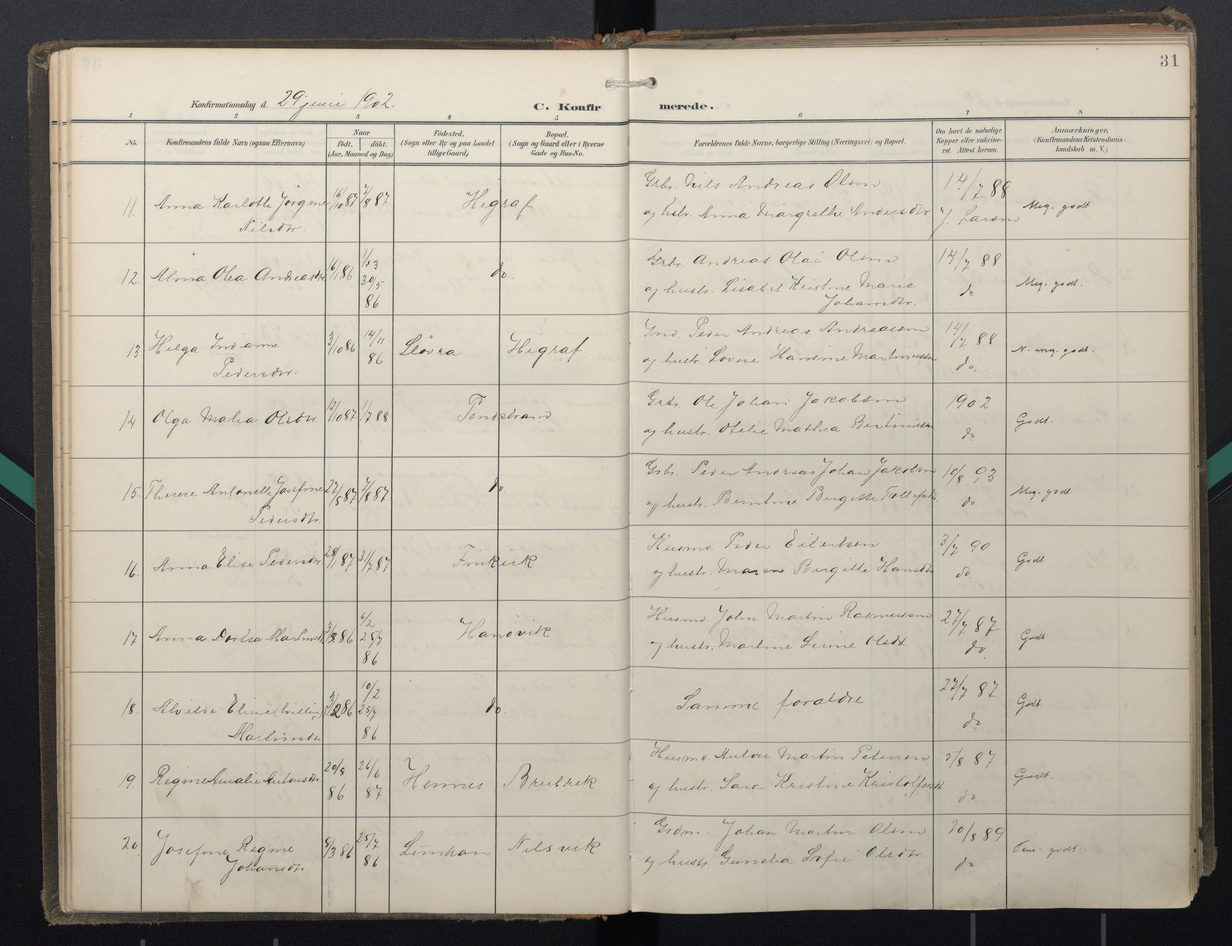 Ministerialprotokoller, klokkerbøker og fødselsregistre - Nordland, SAT/A-1459/888/L1247: Parish register (official) no. 888A13, 1900-1911, p. 31