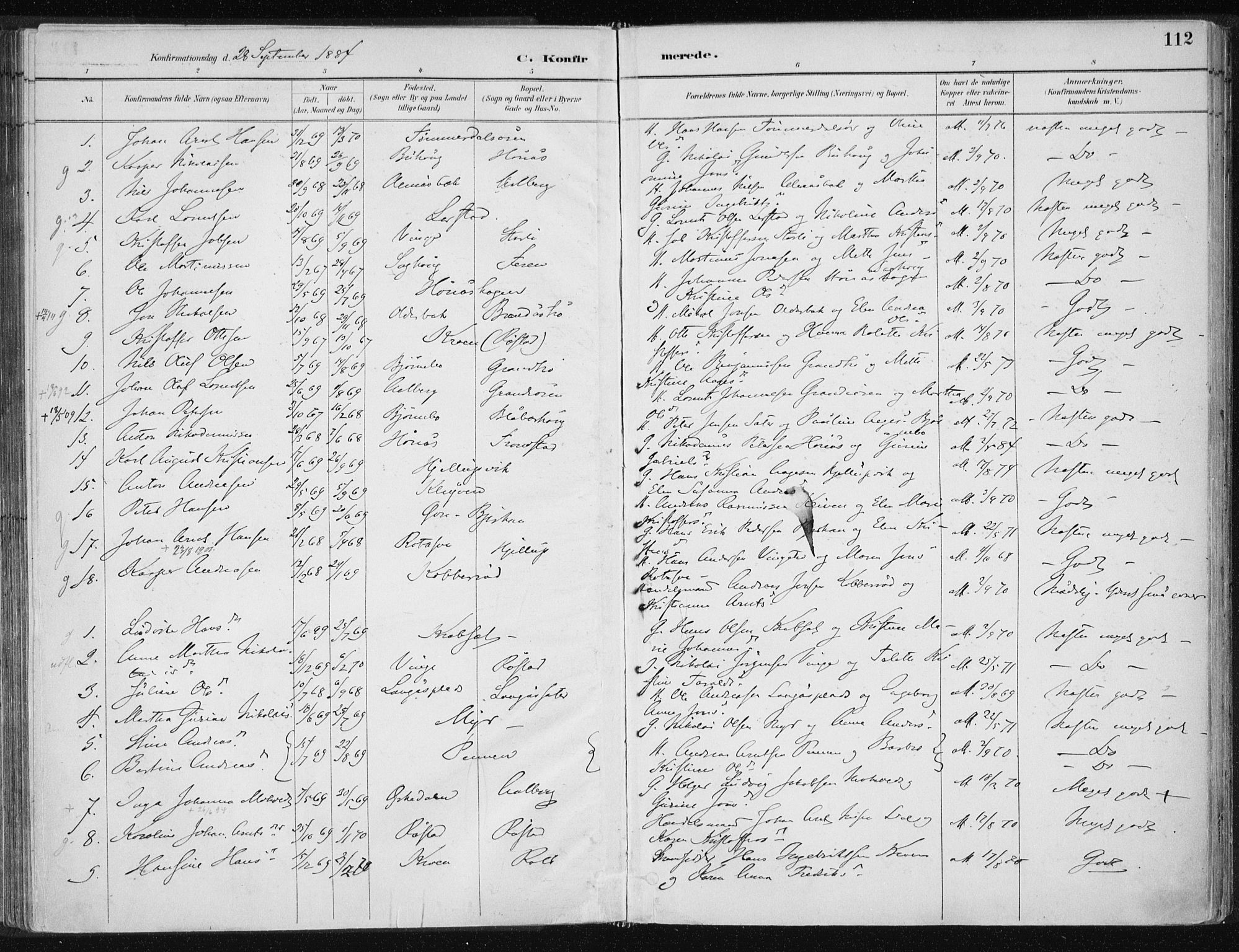 Ministerialprotokoller, klokkerbøker og fødselsregistre - Nord-Trøndelag, SAT/A-1458/701/L0010: Parish register (official) no. 701A10, 1883-1899, p. 112