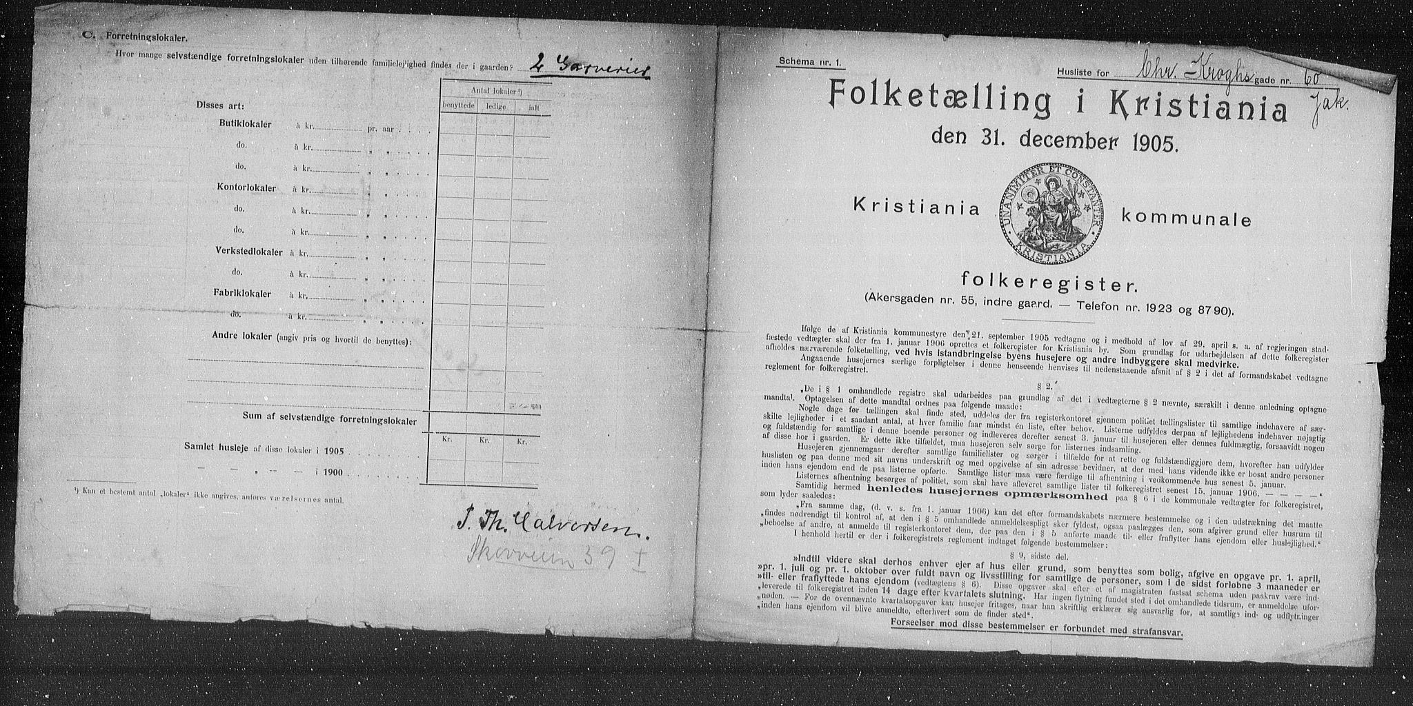 OBA, Municipal Census 1905 for Kristiania, 1905, p. 6507