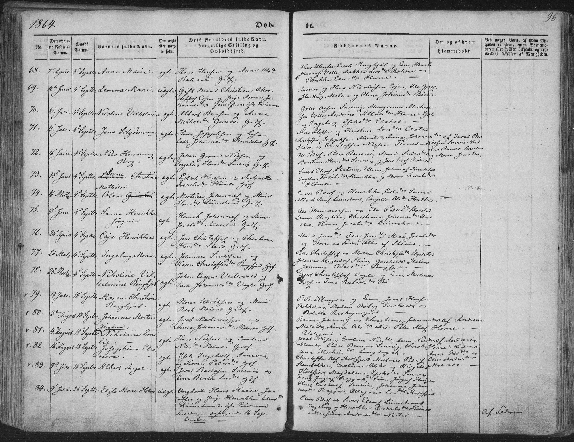 Ministerialprotokoller, klokkerbøker og fødselsregistre - Nordland, SAT/A-1459/880/L1131: Parish register (official) no. 880A05, 1844-1868, p. 96