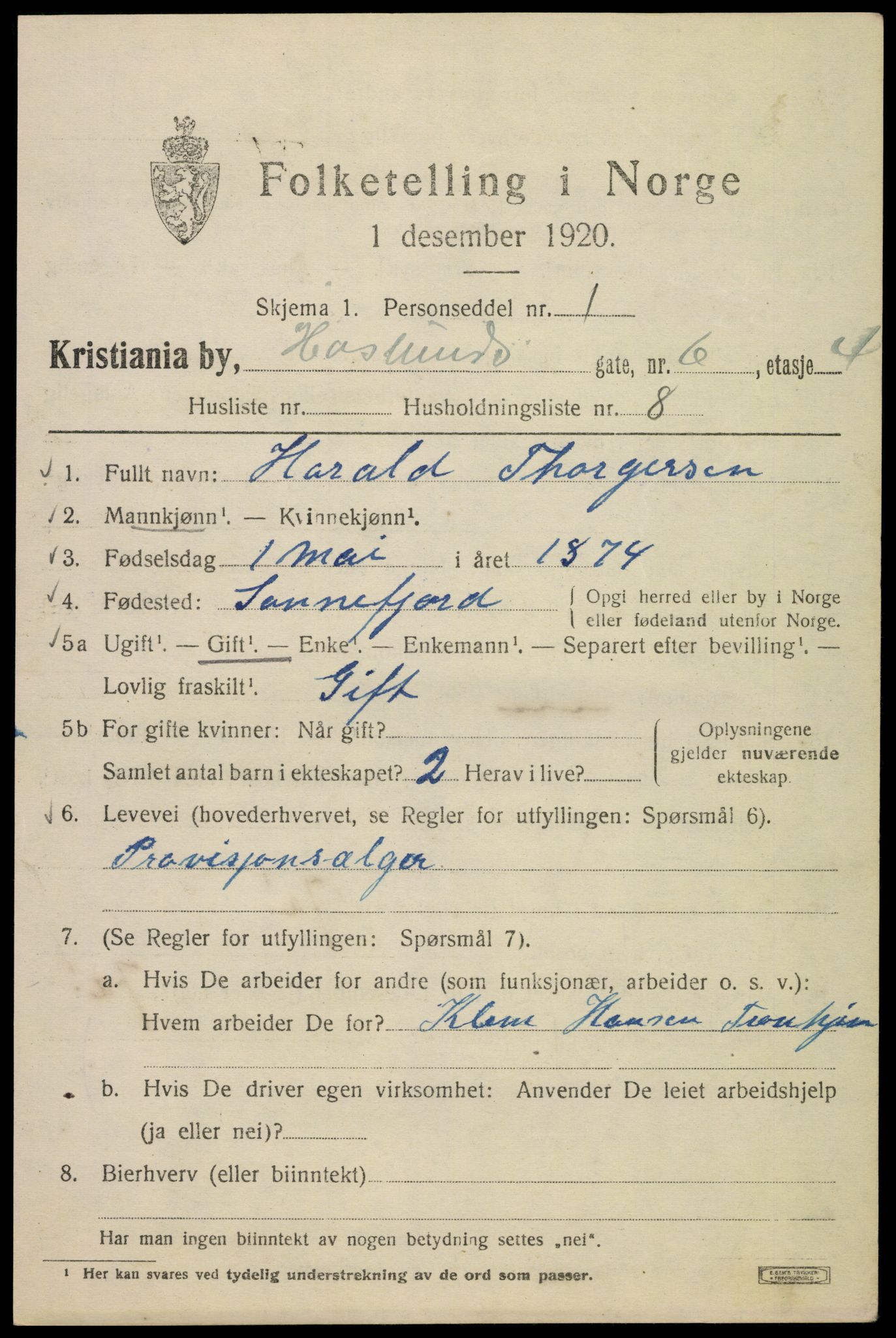 SAO, 1920 census for Kristiania, 1920, p. 272415