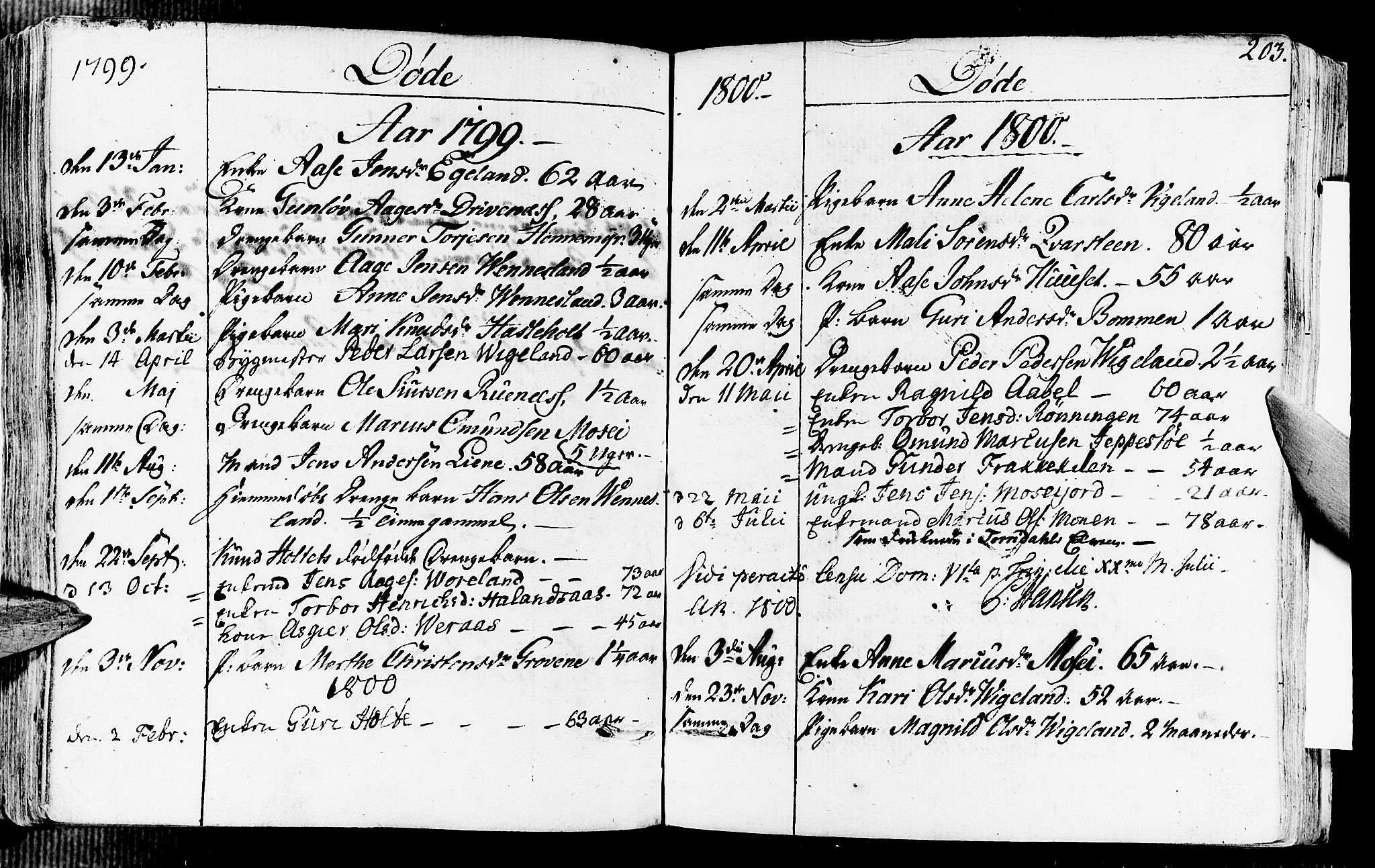 Vennesla sokneprestkontor, AV/SAK-1111-0045/Fa/Fab/L0002: Parish register (official) no. A 2, 1794-1834, p. 203