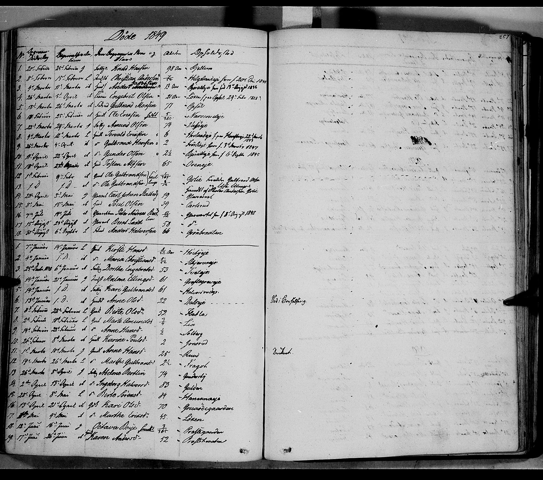 Jevnaker prestekontor, SAH/PREST-116/H/Ha/Haa/L0006: Parish register (official) no. 6, 1837-1857, p. 257