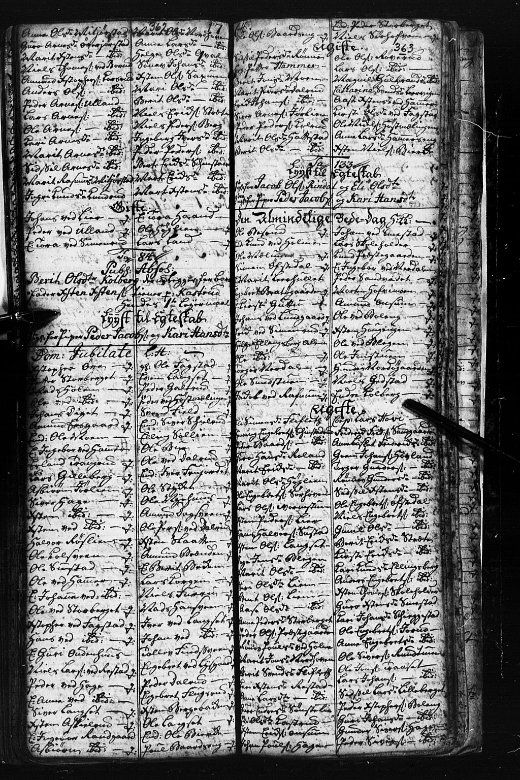 Fåberg prestekontor, SAH/PREST-086/H/Ha/Hab/L0001: Parish register (copy) no. 1, 1727-1767, p. 362-363