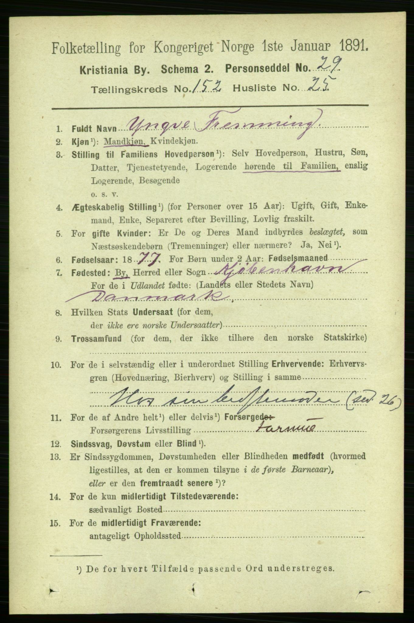 RA, 1891 census for 0301 Kristiania, 1891, p. 86001