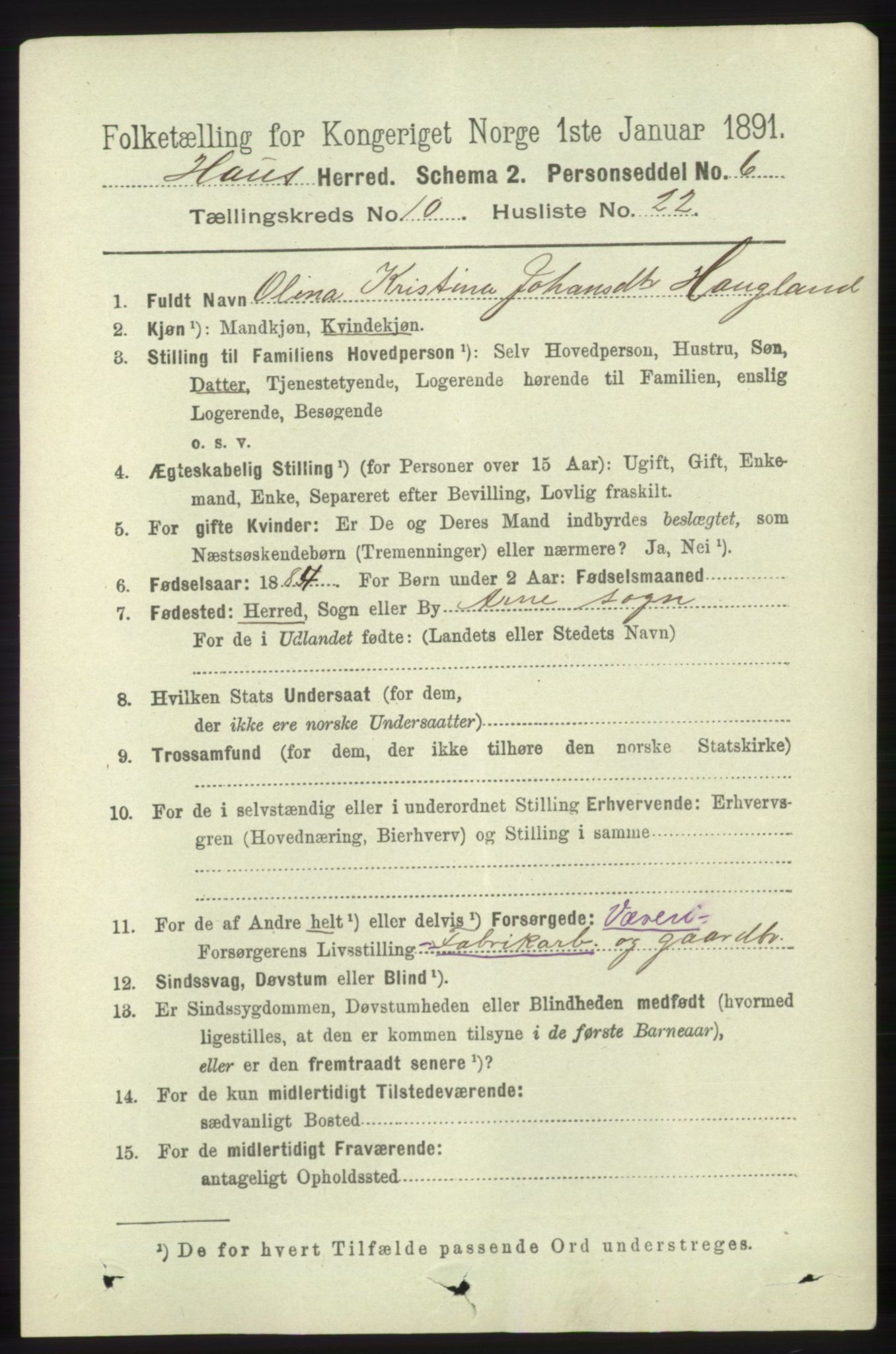 RA, 1891 census for 1250 Haus, 1891, p. 4268