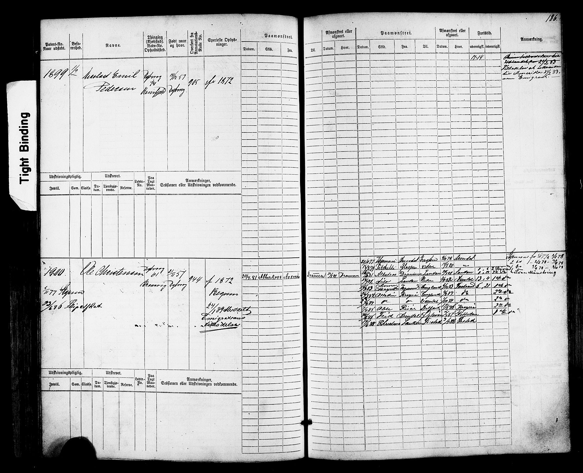 Tvedestrand mønstringskrets, AV/SAK-2031-0011/F/Fb/L0017: Hovedrulle nr 1533-2288, U-33, 1874-1882, p. 193