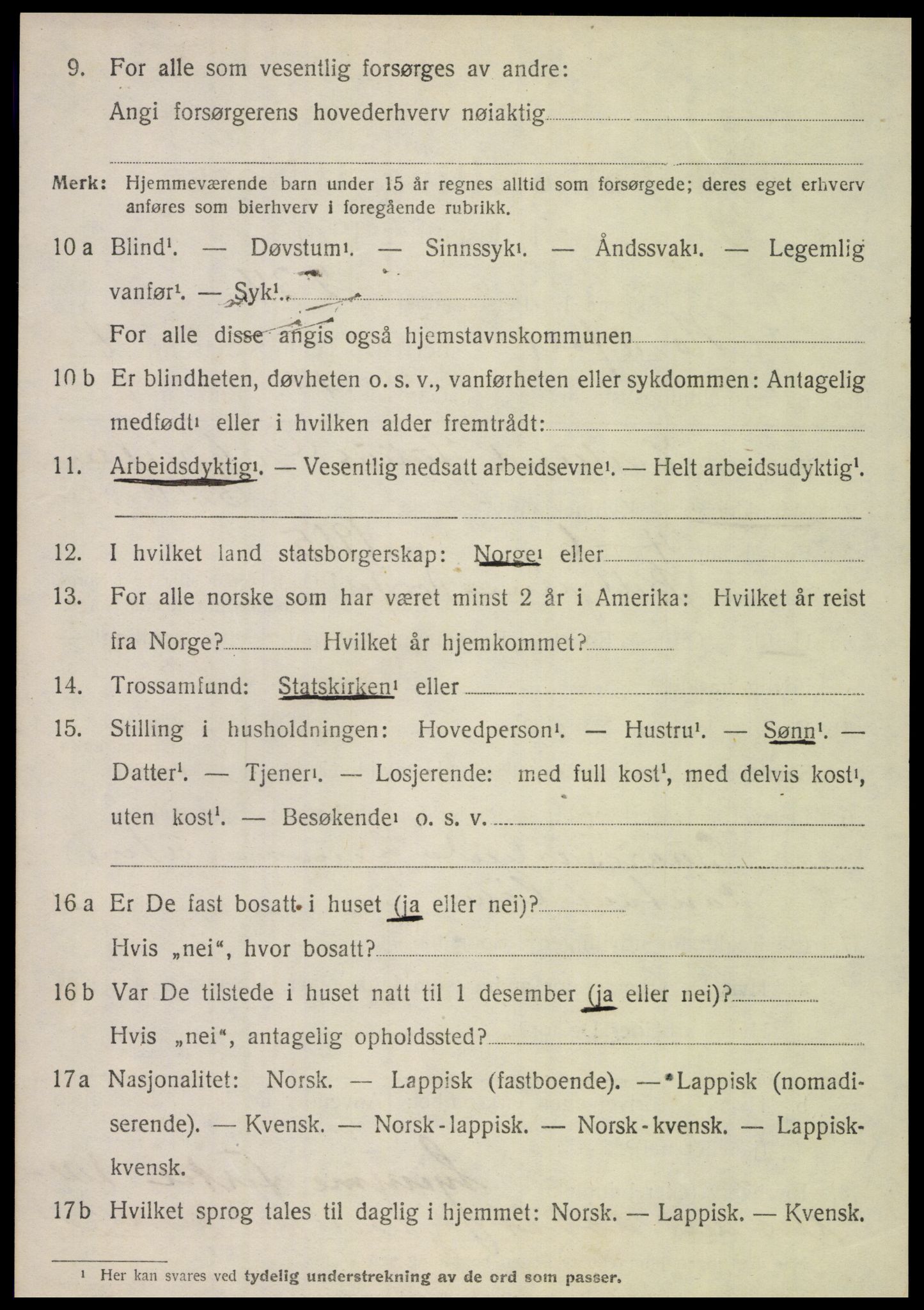 SAT, 1920 census for Nordfold, 1920, p. 2430