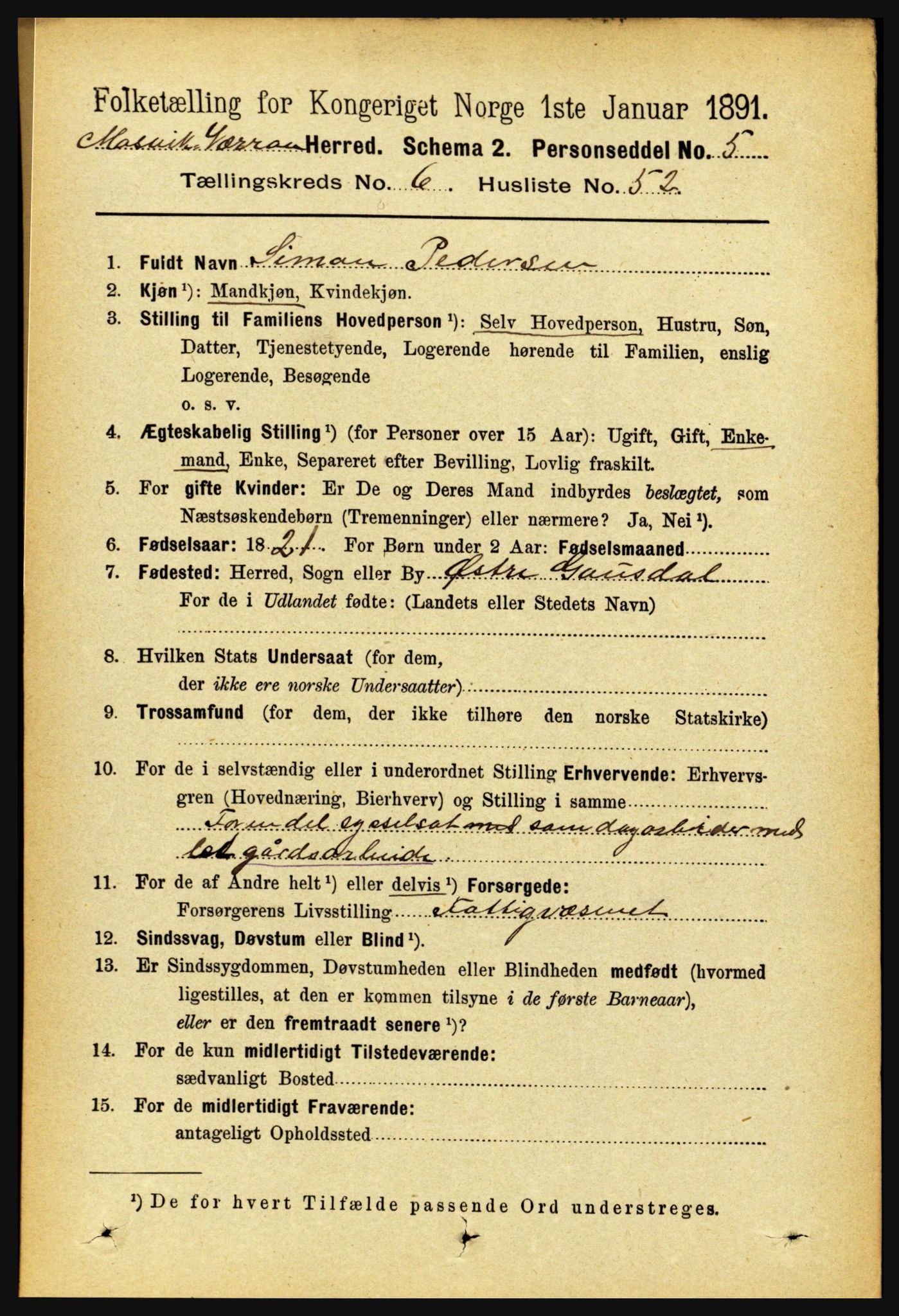 RA, 1891 census for 1723 Mosvik og Verran, 1891, p. 2831