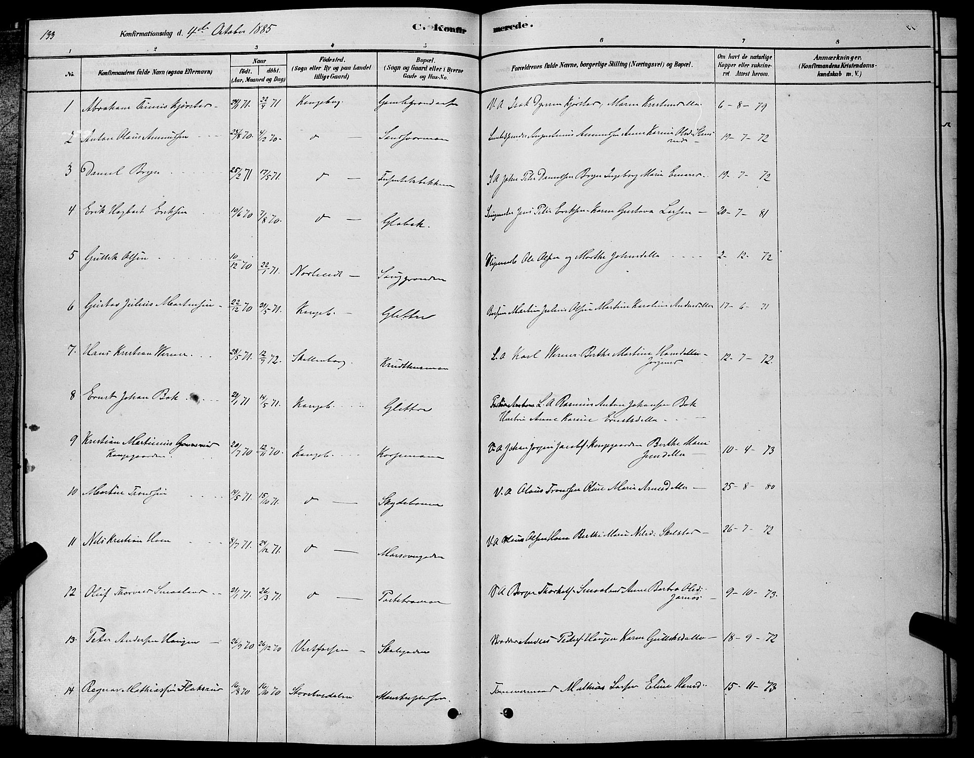 Kongsberg kirkebøker, AV/SAKO-A-22/G/Ga/L0005: Parish register (copy) no. 5, 1878-1889, p. 133