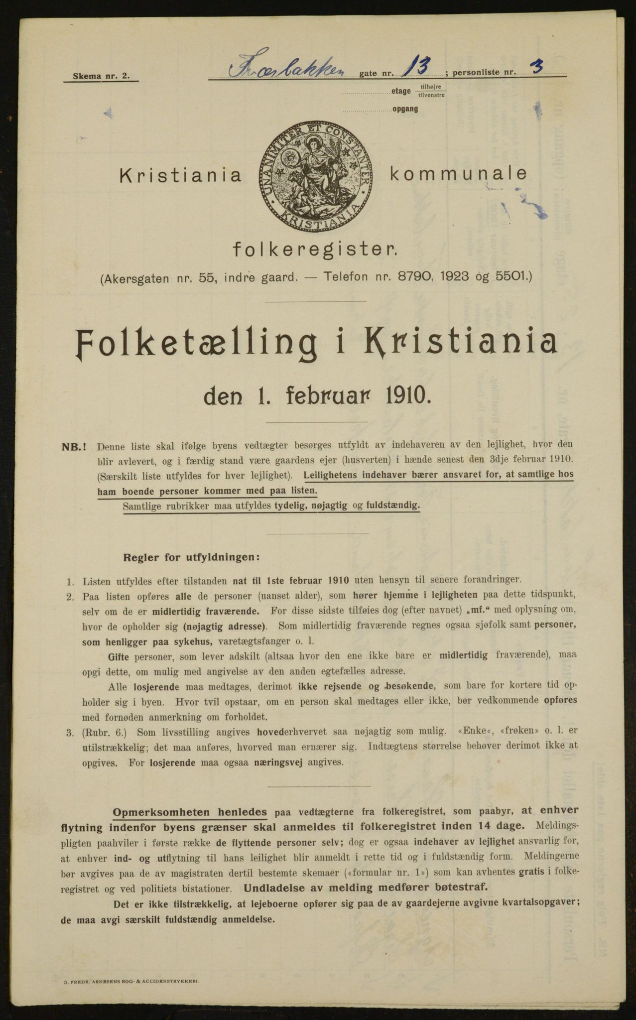 OBA, Municipal Census 1910 for Kristiania, 1910, p. 111500