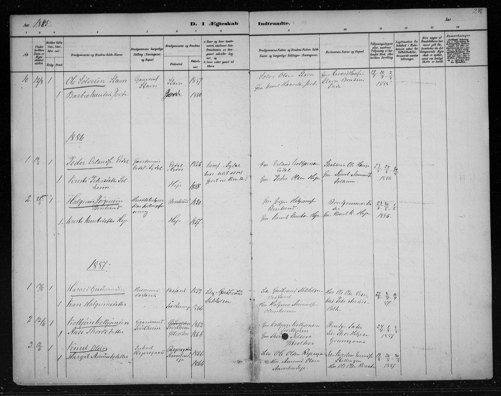 Nes kirkebøker, AV/SAKO-A-236/F/Fa/L0012: Parish register (official) no. 12, 1881-1917, p. 246