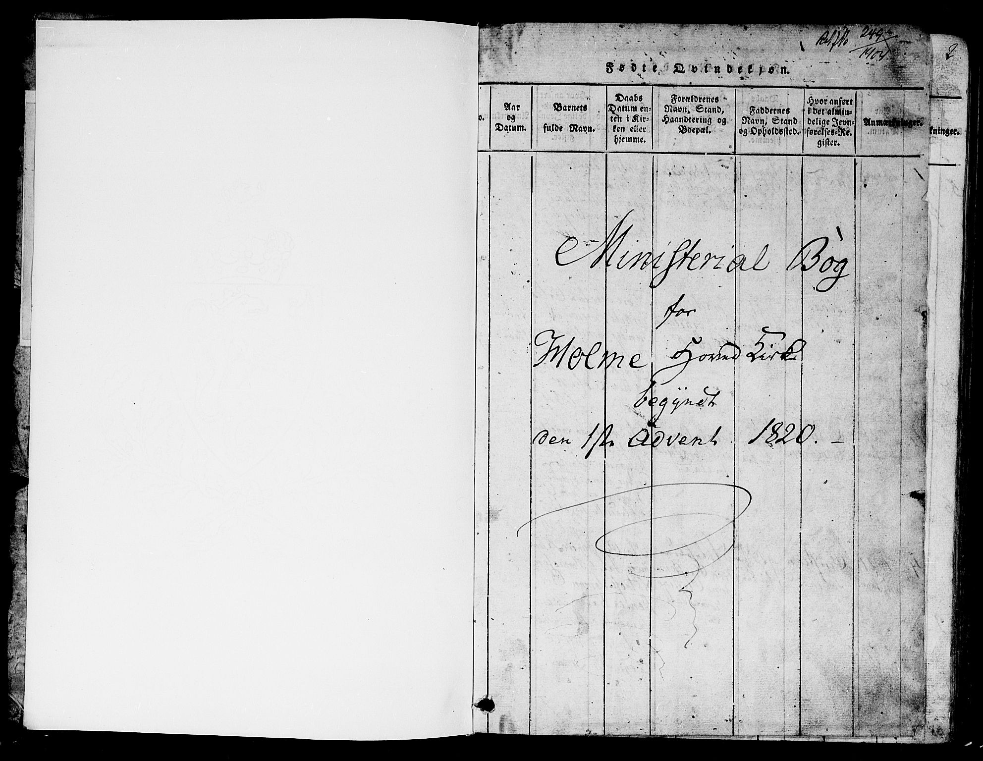 Holum sokneprestkontor, SAK/1111-0022/F/Fb/Fba/L0002: Parish register (copy) no. B 2, 1820-1849
