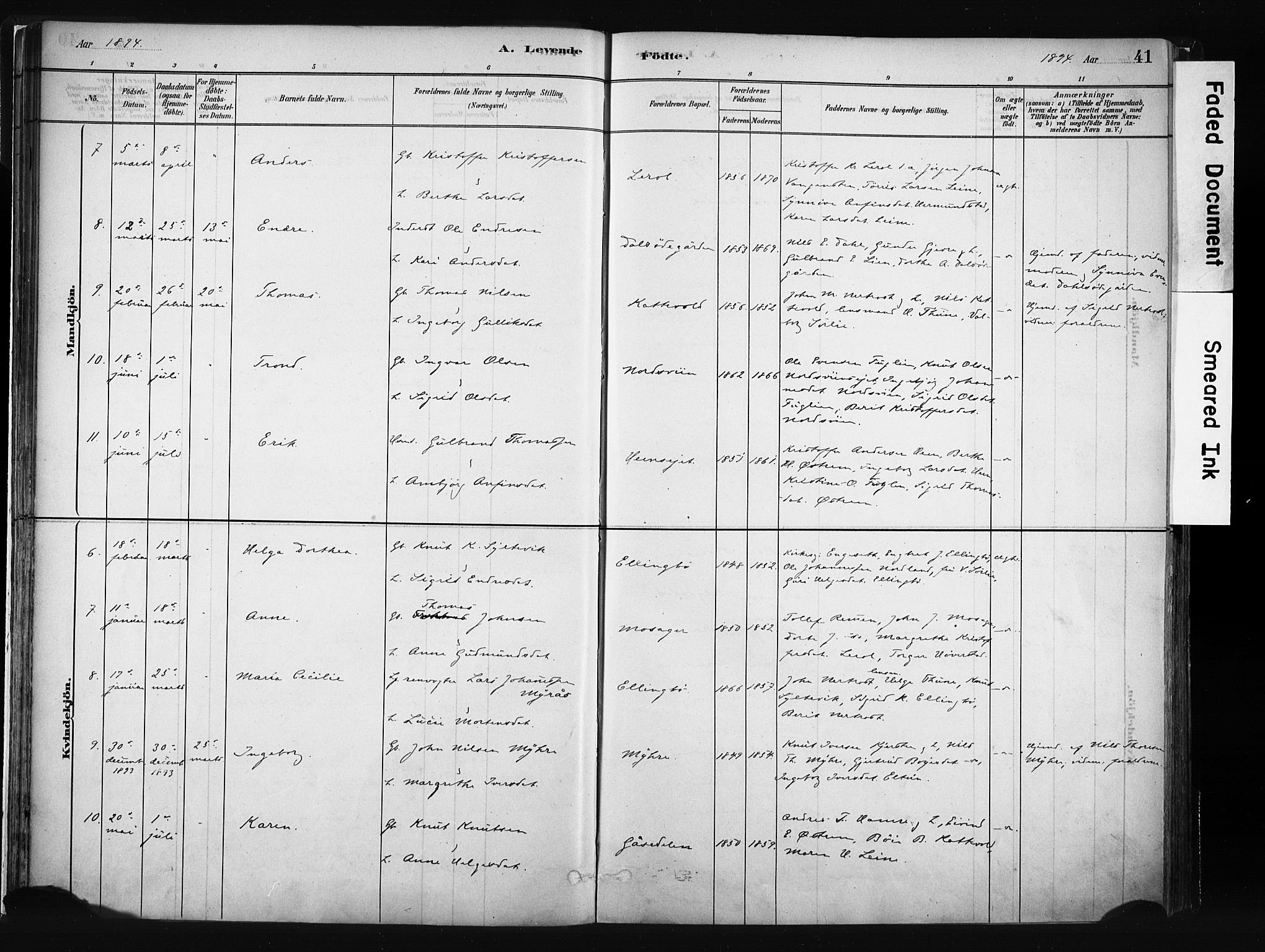 Vang prestekontor, Valdres, AV/SAH-PREST-140/H/Ha/L0008: Parish register (official) no. 8, 1882-1910, p. 41