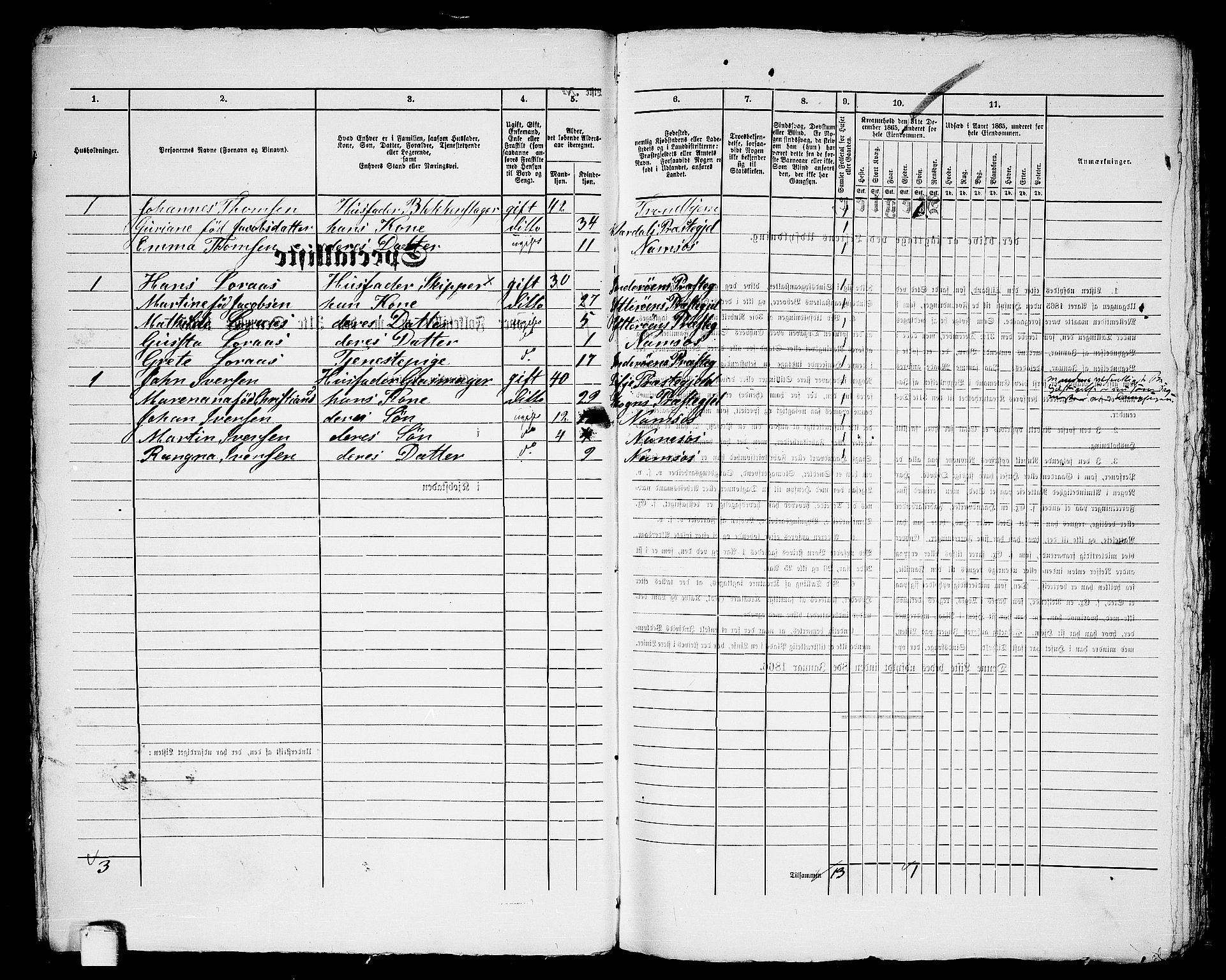 RA, 1865 census for Namsos/Namsos, 1865, p. 27
