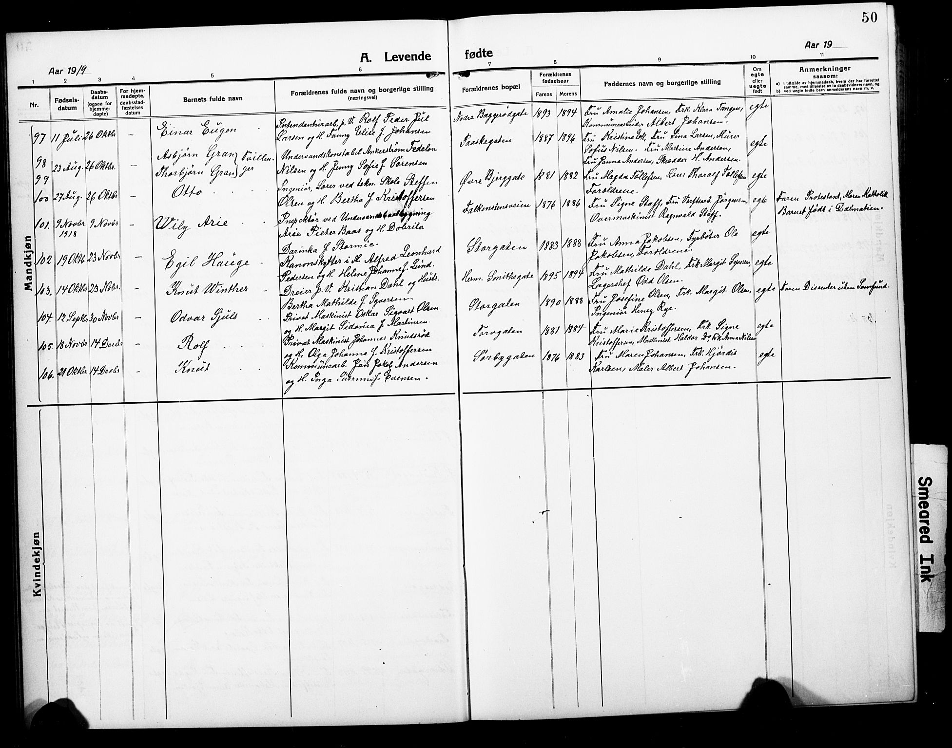 Horten kirkebøker, AV/SAKO-A-348/G/Ga/L0008: Parish register (copy) no. 8, 1916-1926, p. 50