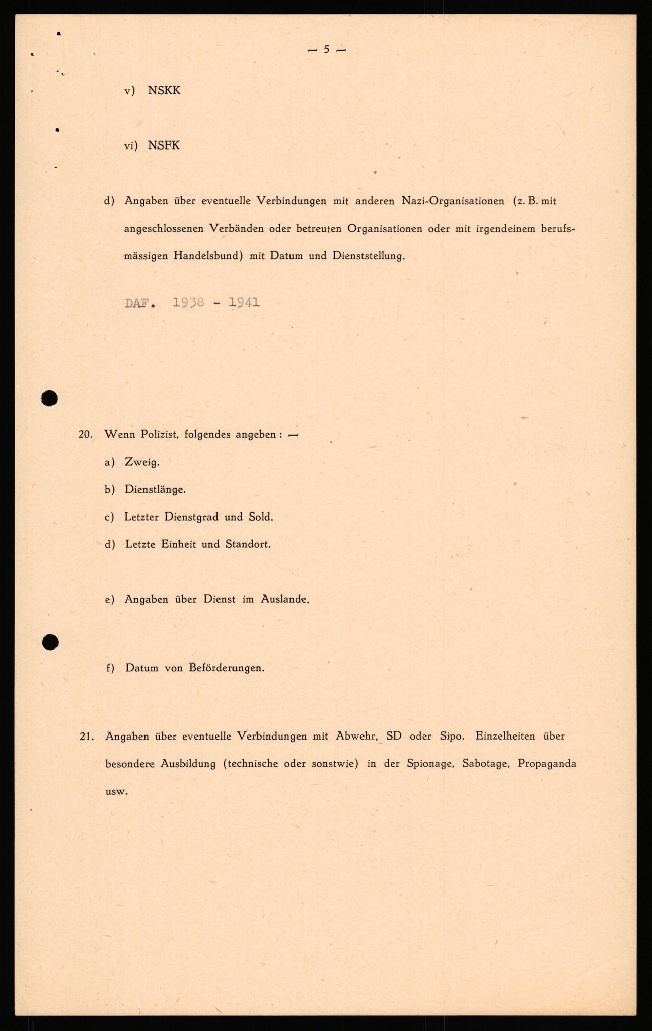 Forsvaret, Forsvarets overkommando II, RA/RAFA-3915/D/Db/L0034: CI Questionaires. Tyske okkupasjonsstyrker i Norge. Tyskere., 1945-1946, p. 283